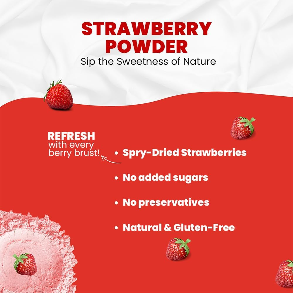 Strawberry Powder 114 G | Spray-Dried Strawberry Powder &ndash;Perfect for Baking, Smoothies, Drinks, and Camping | No Sugar or Additives image number 4