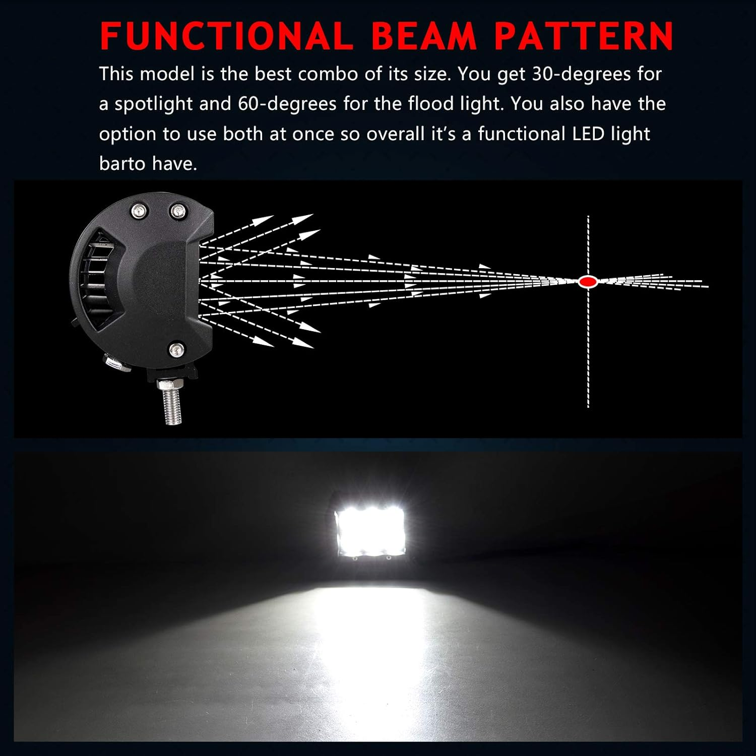 AUXTINGS 4 Inch 18W LED Work Lights Bar Flood Beam Driving Fog Lights Pods for off Road Truck Car ATV SUV Vehicle 4X4(Pack of 2),DC 12V 24V image number 1