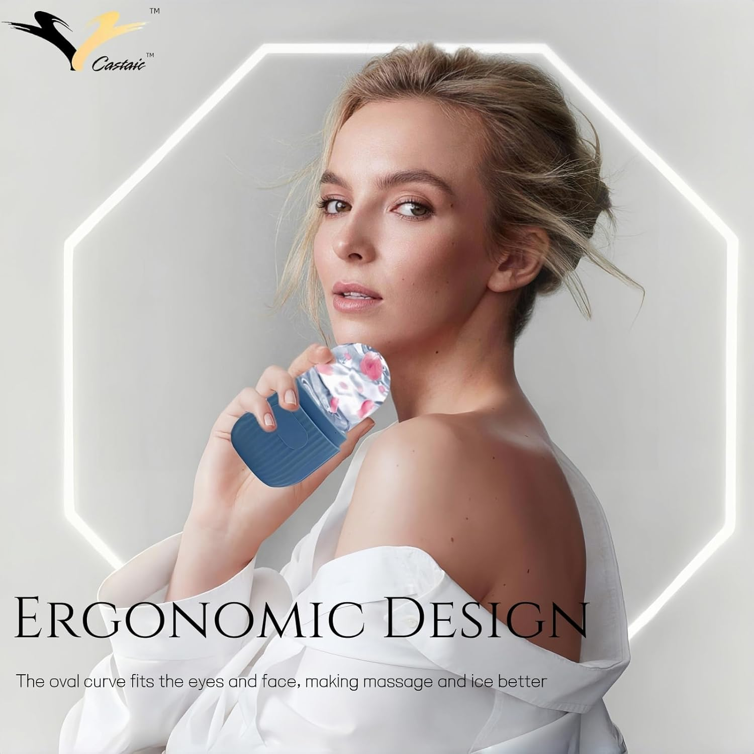 Castaic Ice Face Roller, Food-Grade Silicone Ice Facial Rollers,Remove Dark Circle Pore Fine Lines (Blue) image number 1