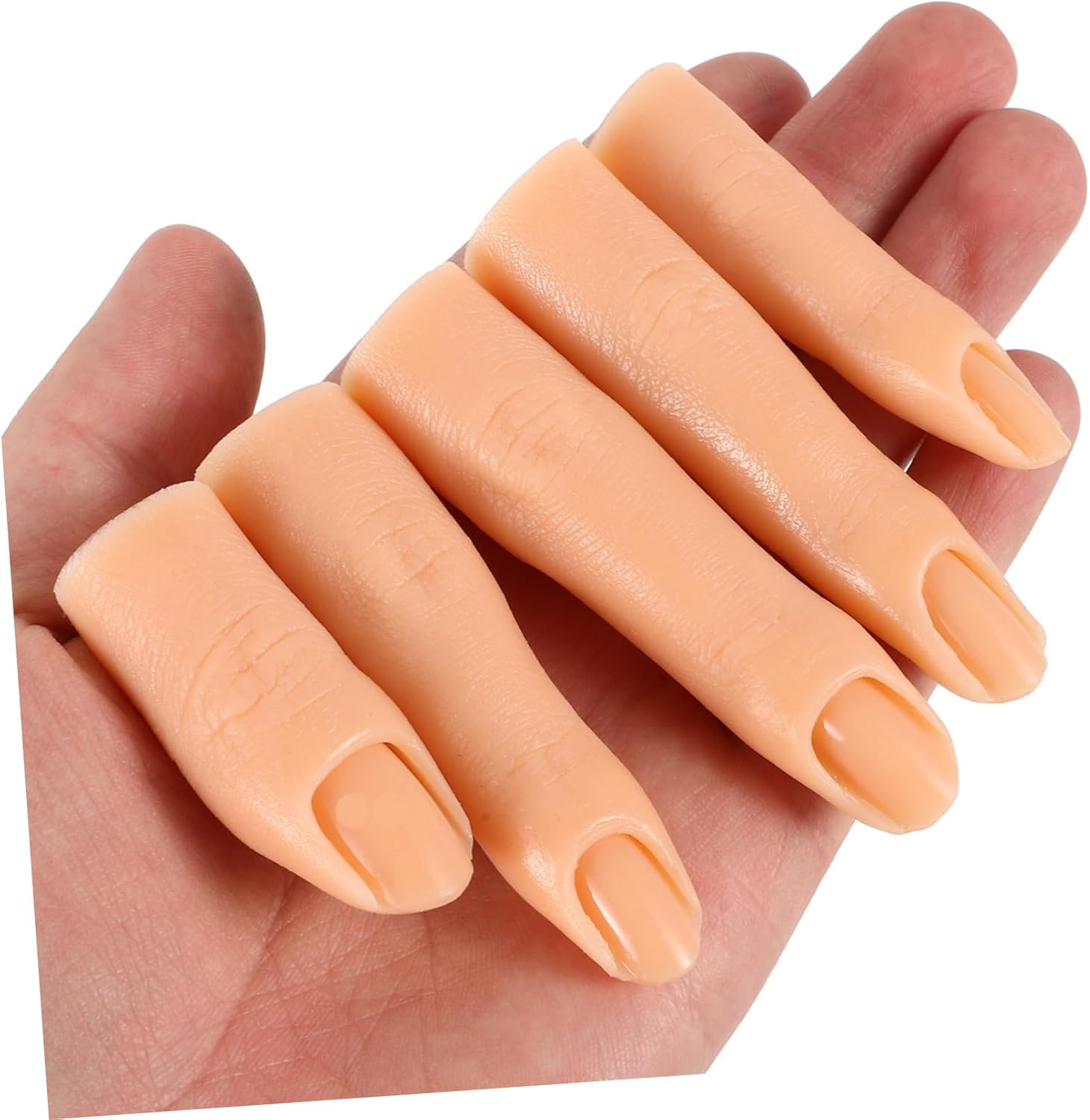Ipetboom 5Pcs Nail Art Practice Fingers Silicone Fake Nails Movable Hand Model for Professionals image number 4