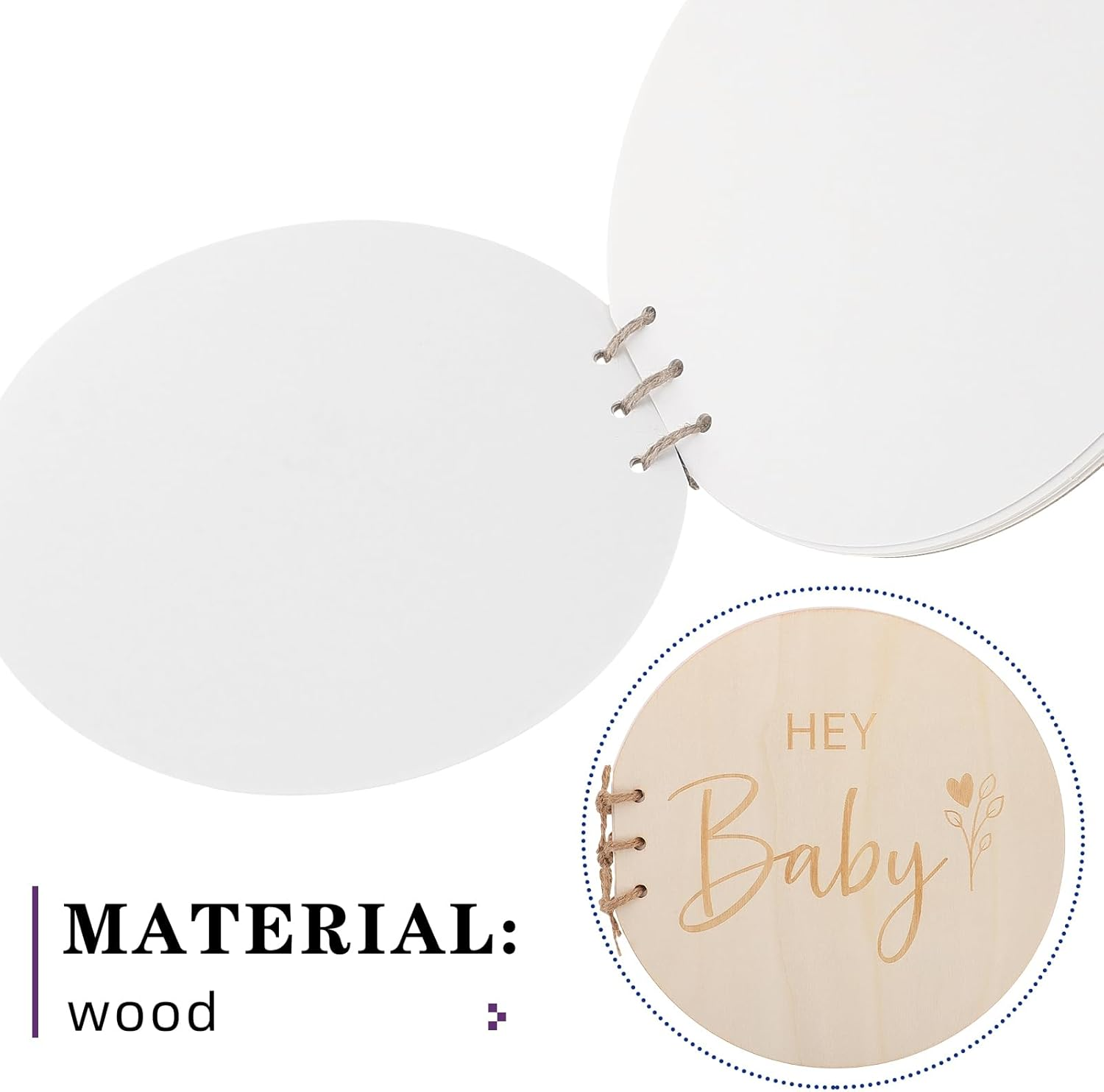 PLAFOPE Natural Wood Baby Shower Guest Books Baby Shower Sign-In Book, Blank Keepsake Memory Album for Party Celebrations image number 2
