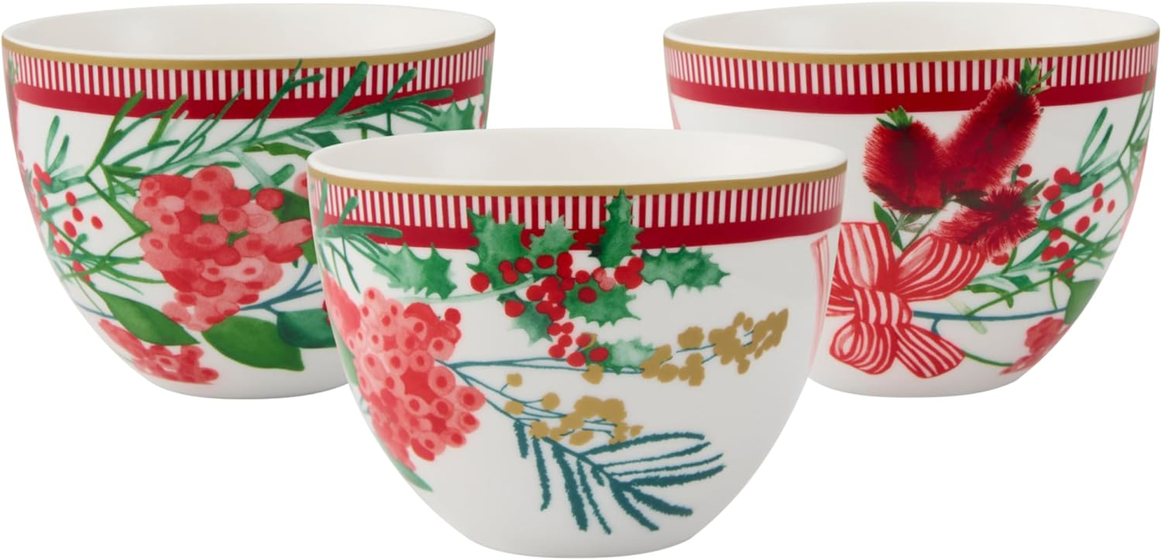 Maxwell & Williams Festive Flora Bowl 10X7.5Cm Set of 3 Gift Boxed