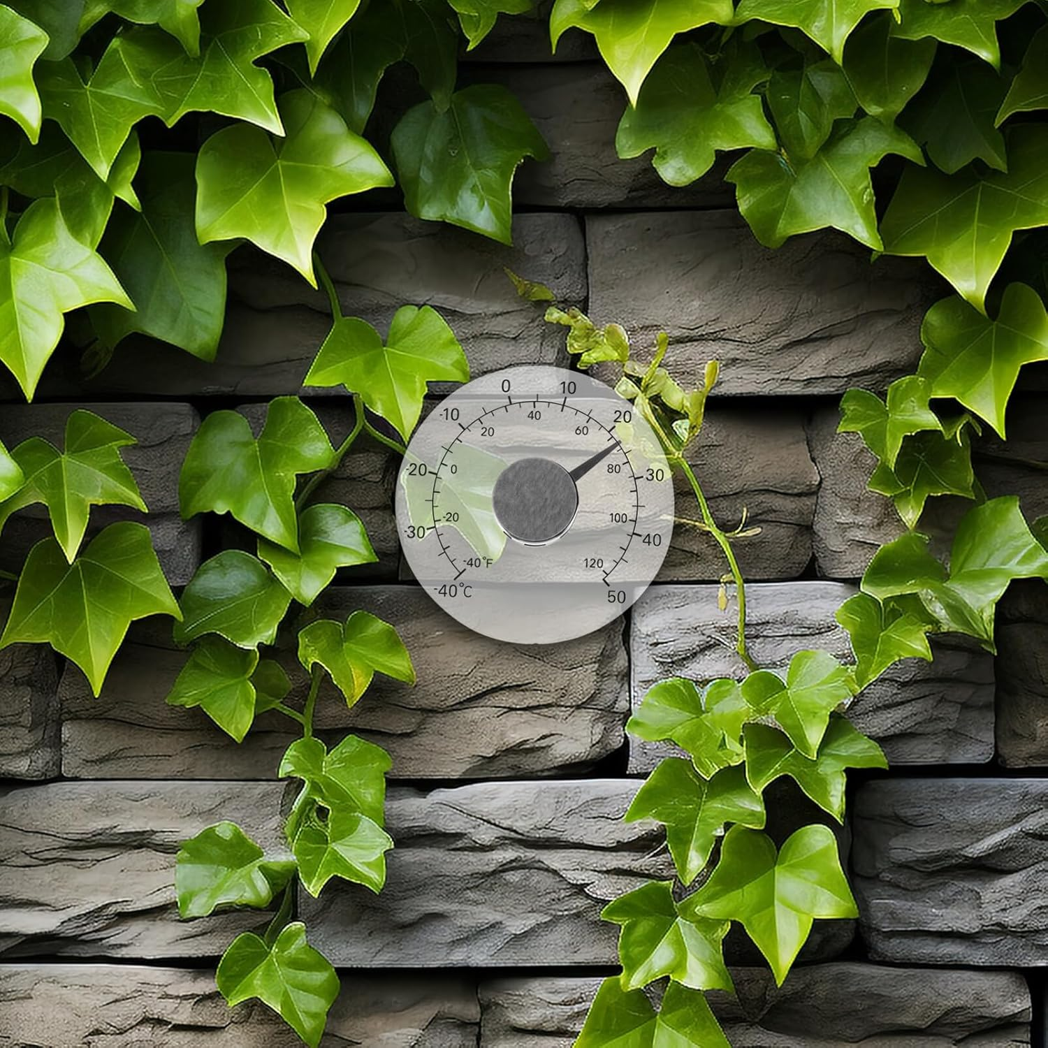 Yardwe Stick on Window Thermometer Temperature Indoor and Outdoor Waterproof Dial round for Garden Gauge Humidity Monitor image number 5