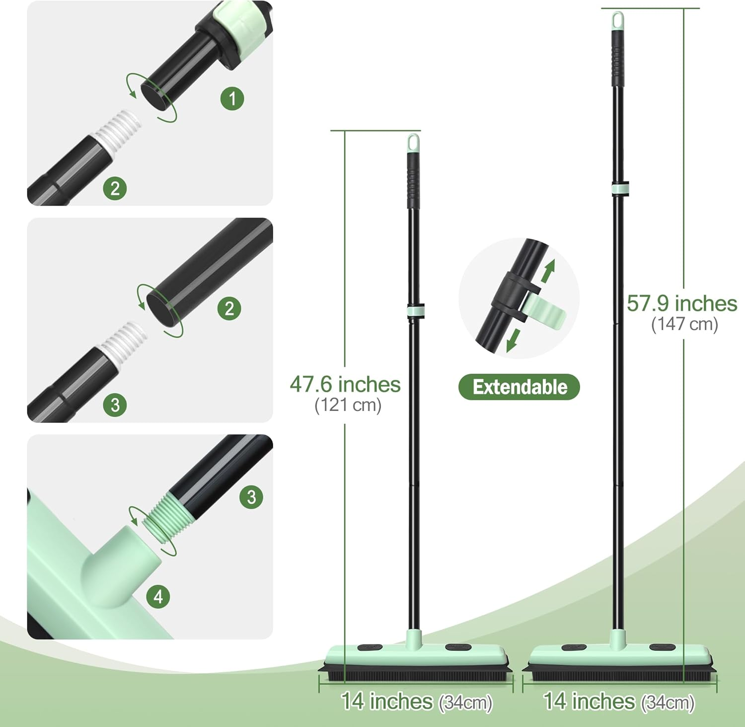DALIPER Upgraded Rubber Broom Pet Hair Remover with Squeegee Fur Sweeper Small Detailing Lint Brush to Fluff Carpet Rug Tile Hardwood Floor image number 5