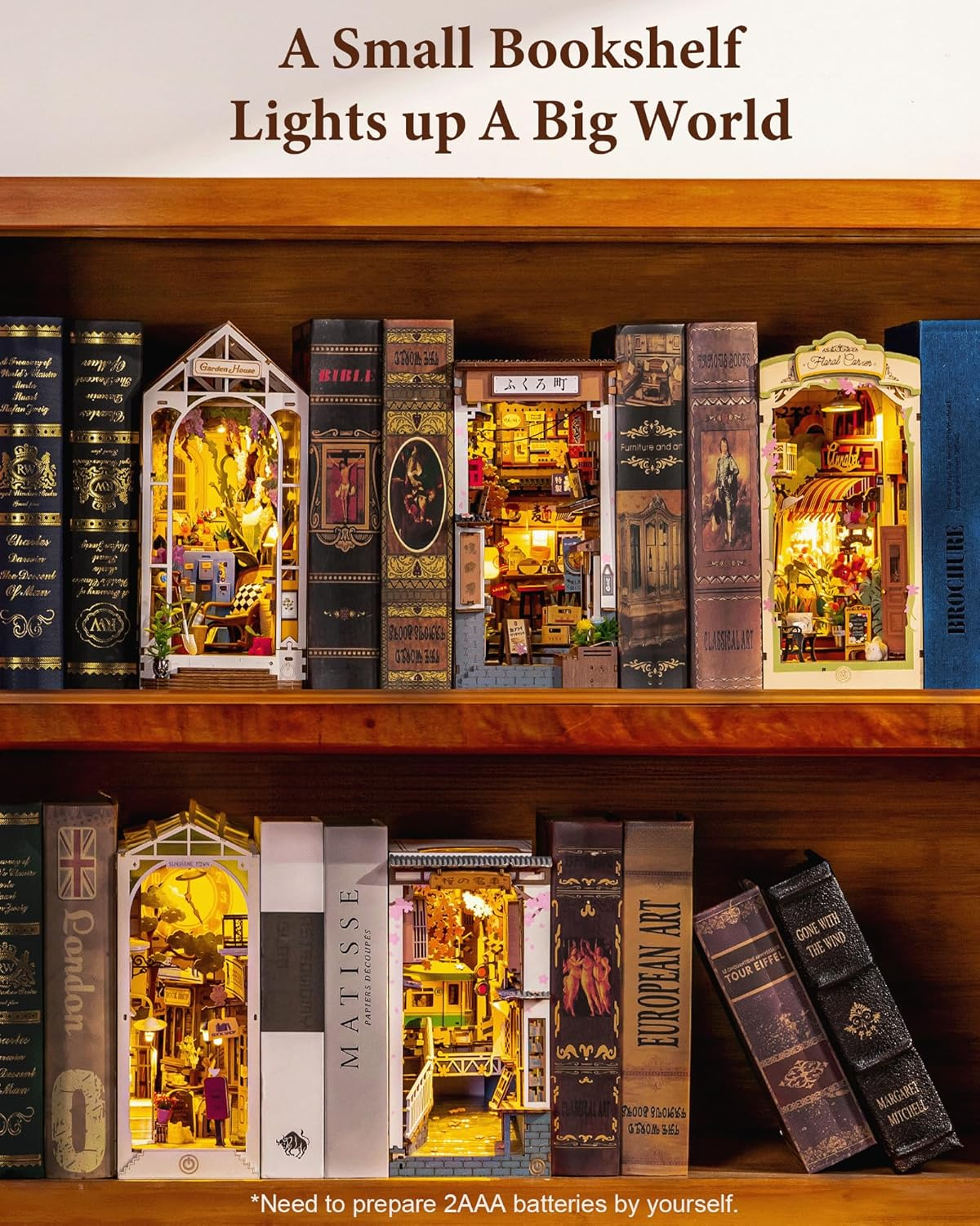 Rolife Book Nook Kit Sakura Wine Alley, 3D Wooden Puzzle Booknook for Bookshelf Decor, Japanese-Inspired Sakura Theme Creative DIY Miniature Dollhouse Kit, Crafts Gifts for Adults, Teens & Book Lovers