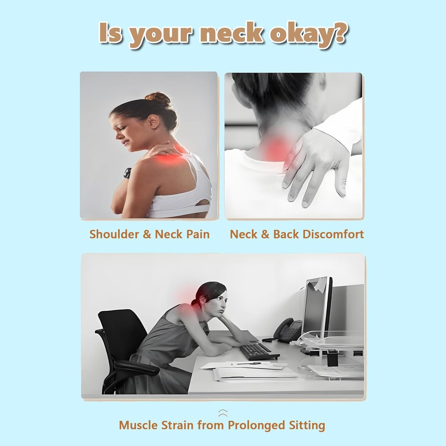 Neck Brace for Neck Pain and Support, 360 Degree Adjustable Cervical Collar for Working,Soft Neck Support Keep Vertebrae Stable and Aligned, Cervical Spine Pressure Relief（Blue） image number 1