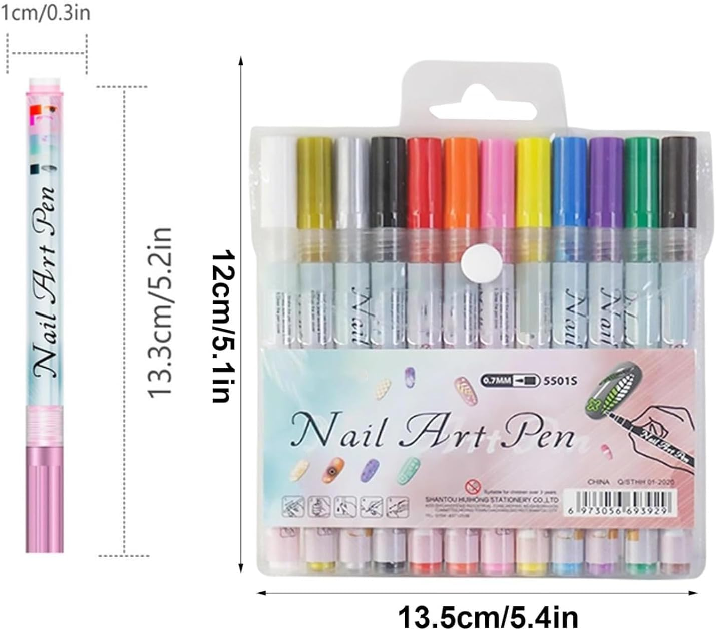 12 Colour 3D Nail Art Pens Set, Acrylic Paint Pens, Quick-Drying Waterproof Graffiti Dotting Pen for DIY Dot Line Flower (Upgraded Version) image number 2