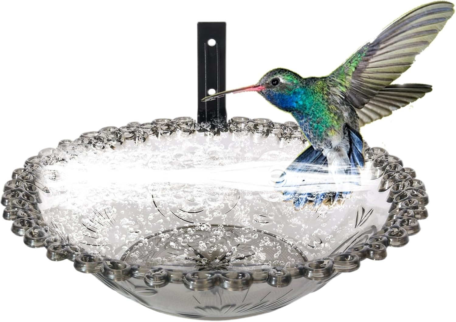 Bird Bath, Garden Bird Bathroom | 9" Wall Mounted Outdoor Bird Bath | Flower Shaped Animal Meat Feeder, Climate Transparent Basin Bird Bath, Outdoor Bird Bath, Bird Bath with 9" Tree Mounted For image number 5
