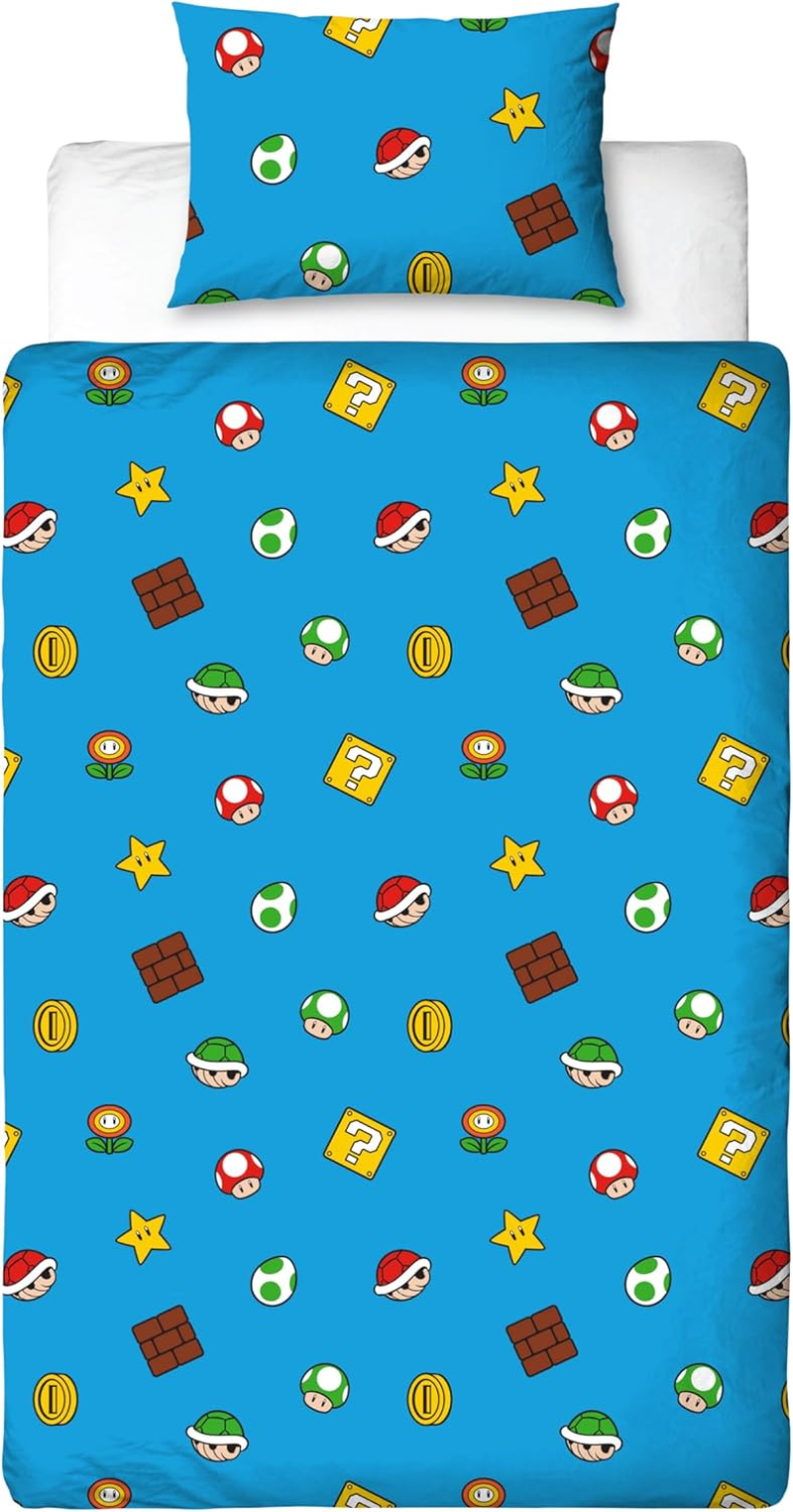 Nintendo Super Mario Official Single Duvet Cover Set, Splitter Design | Reversible 2 Sided Bedding Cover Official Merchandise Including Matching Pillow Case | Single Bed Set | Polycotton image number 4