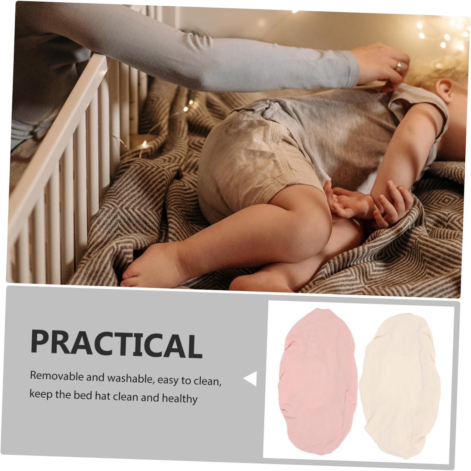 Bestonzon 2Pcs Crib Soft Comfortable Fitted Mat Cover Washable for Changing Table Cotton Changing Pad Covers image number 2