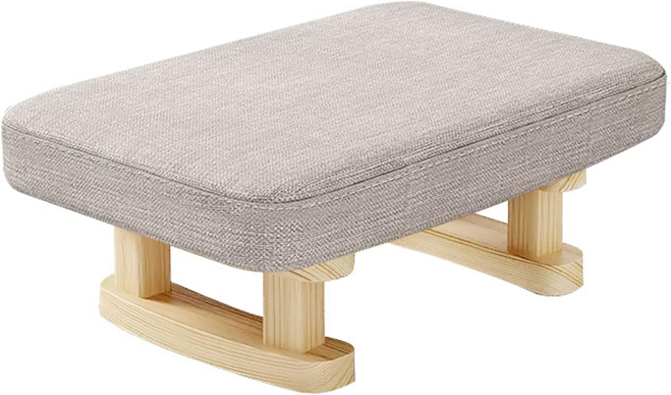 Small Footstool, Wooden Chair Leg Modern under Desk Foot Rest, Stable anti Slip Simple Padded Sofa Footstool for Living Room (Dark Grey)