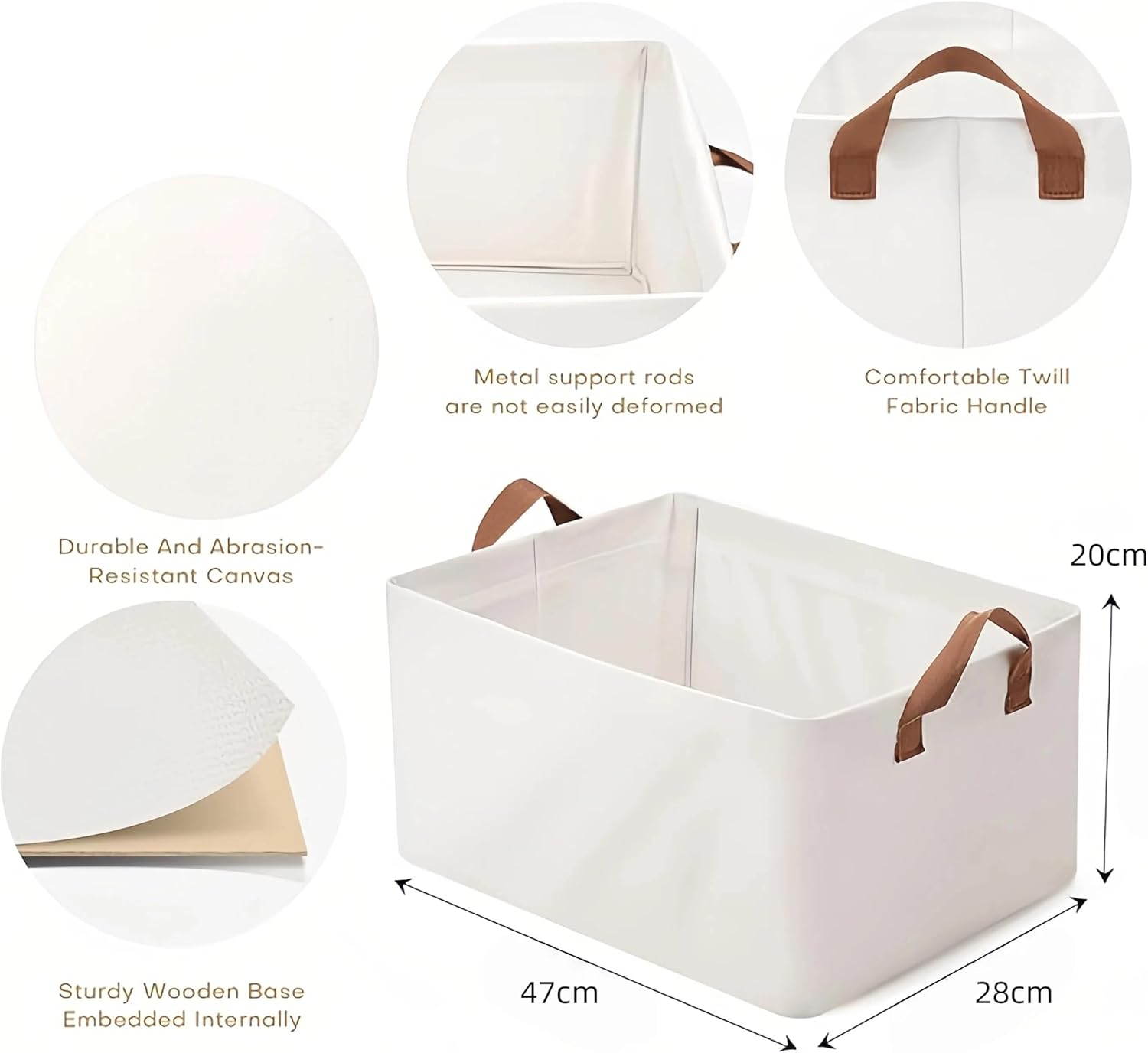 Sawjay Storage Bins for Shelves 47*28*20Cm, 3-Pack Storage Baskets for Closet, Large Linen Organizers and Storage Bins for Bedroom, Collapsible Baskets and Bins with Handles, Beige