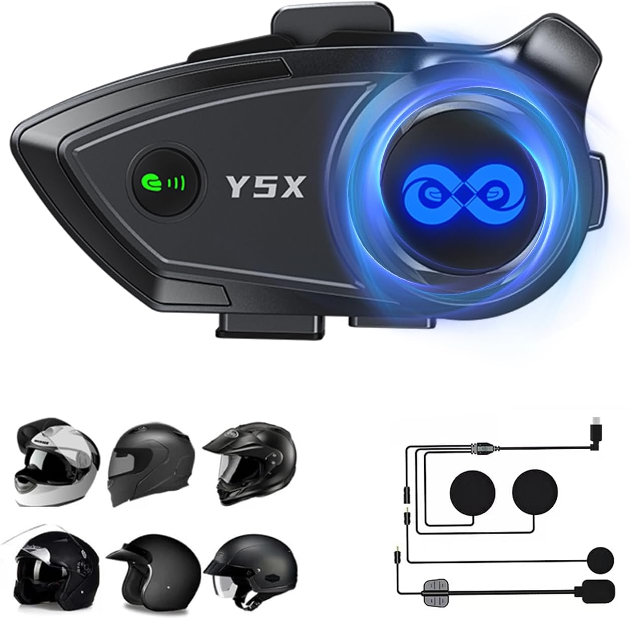 Motorcycle Helmet Headset Bluetooth with Microphone Intercom Motorcycle Intercom Bicycle Communication System Helmet Headphones Motorcycle Helmet for 4 People Motorcycle Wireless Hands-Free Kit image number 1
