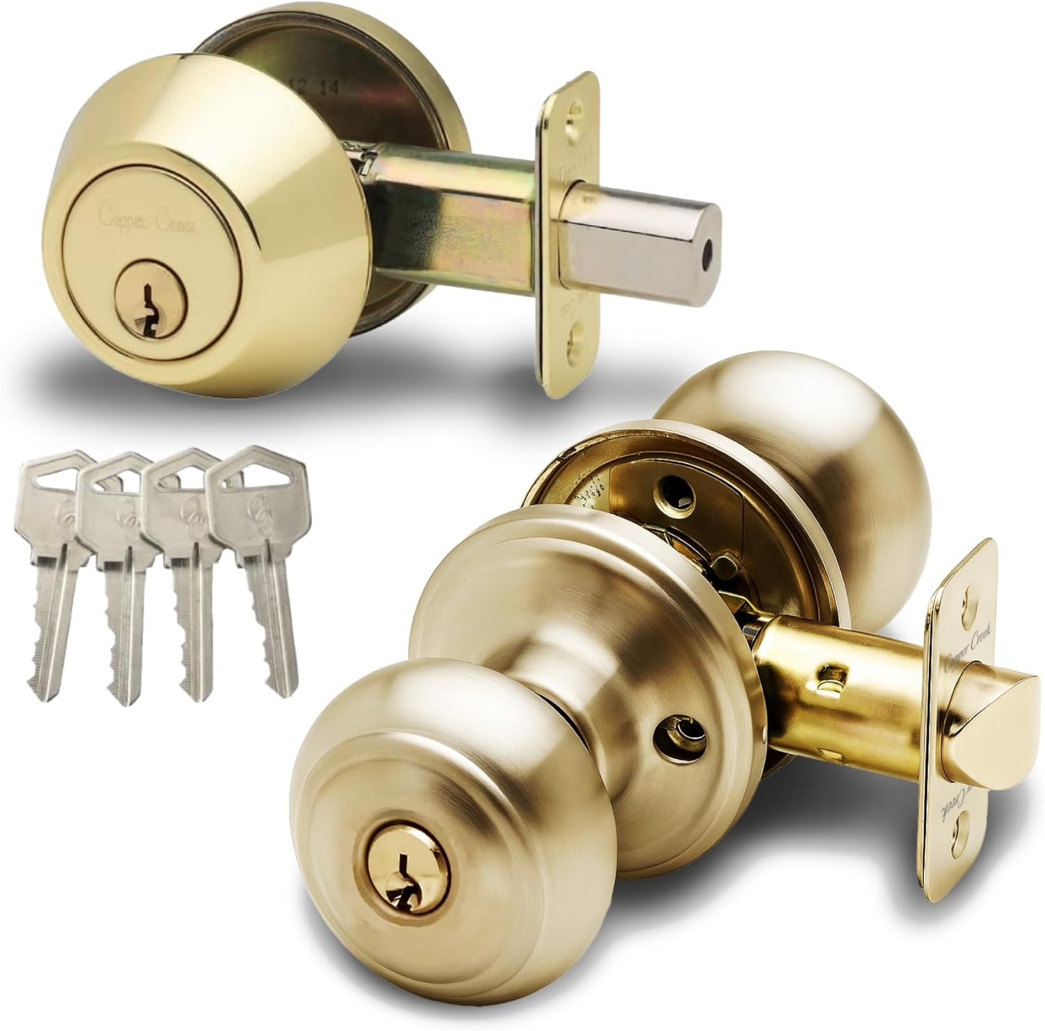 Copper Creek CKDB141BC Colonial Door Knob Keyed Alike with Deadbolt Combination, Black