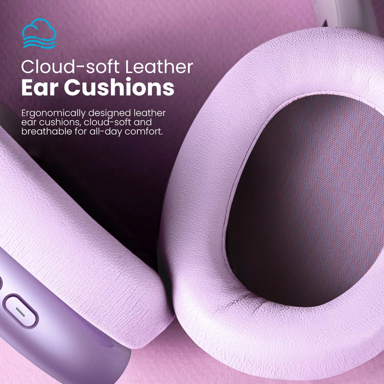 Wentronic Y01 Wireless Noise Canceling Headphones Bluetooth 5.3 over Ear Headphones with Microphone, Hi-Res Audio, 48H Playtime, Foldable Comfortable Earpads,Compatible with Ios,Android,Pc, Purple