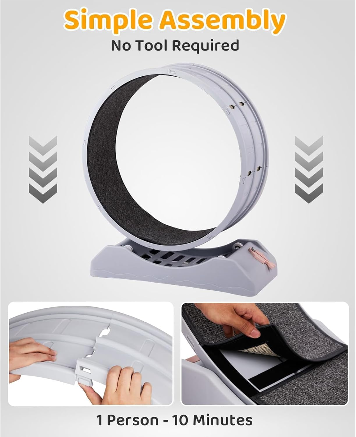 Cozioz Cat Exercise Wheel, 88Cm PP Plastic Treadmill for Indoor Cats, Quiet Running with Carpeted Wheel, Helps Cats Lose Weight and Stay Healthy, Easy to Install image number 2