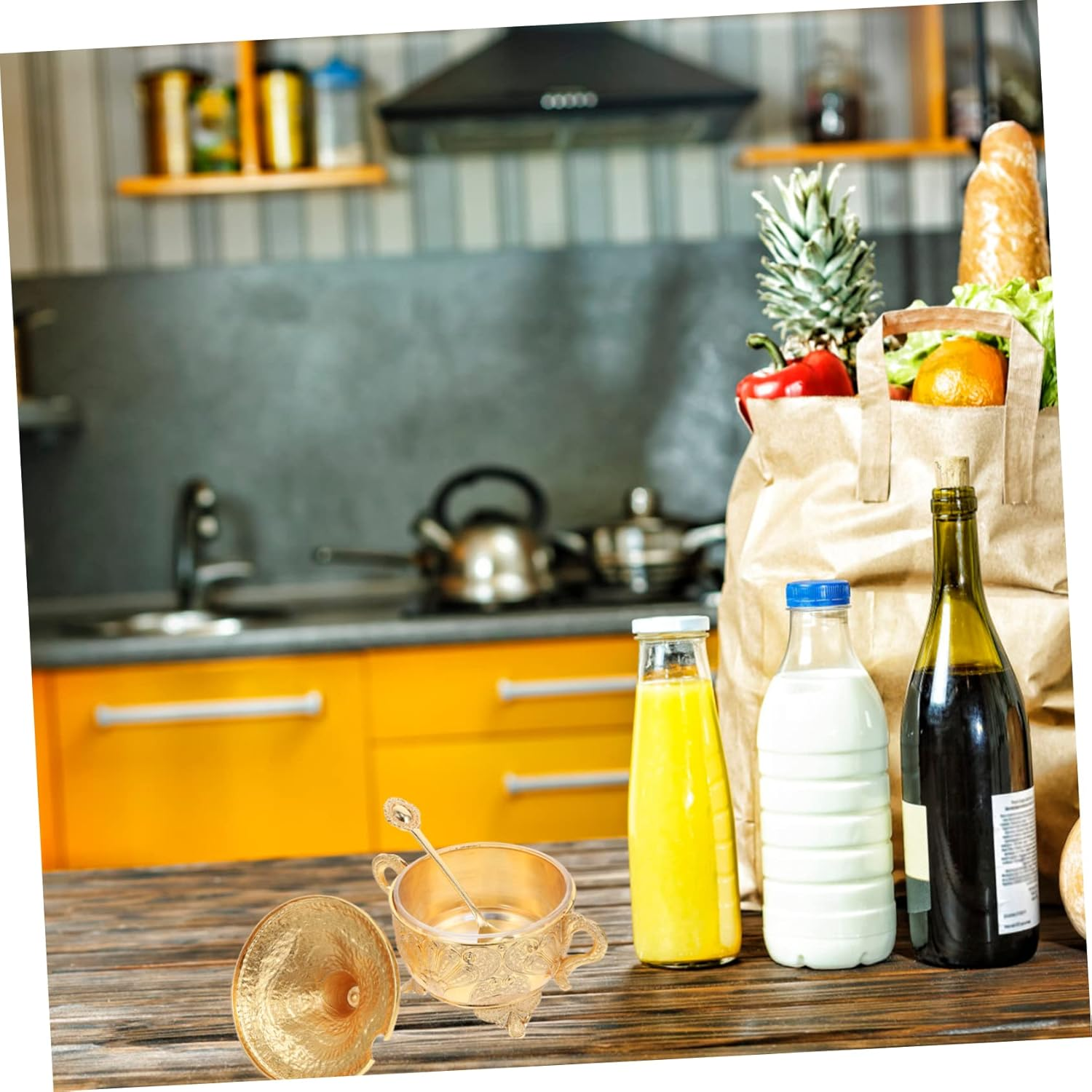 Mikinona Kitchen Seasoning Jar Zinc Alloy Material Lid for Home Spice Storage Decorative Carved Design for Kitchen Counter Use image number 6