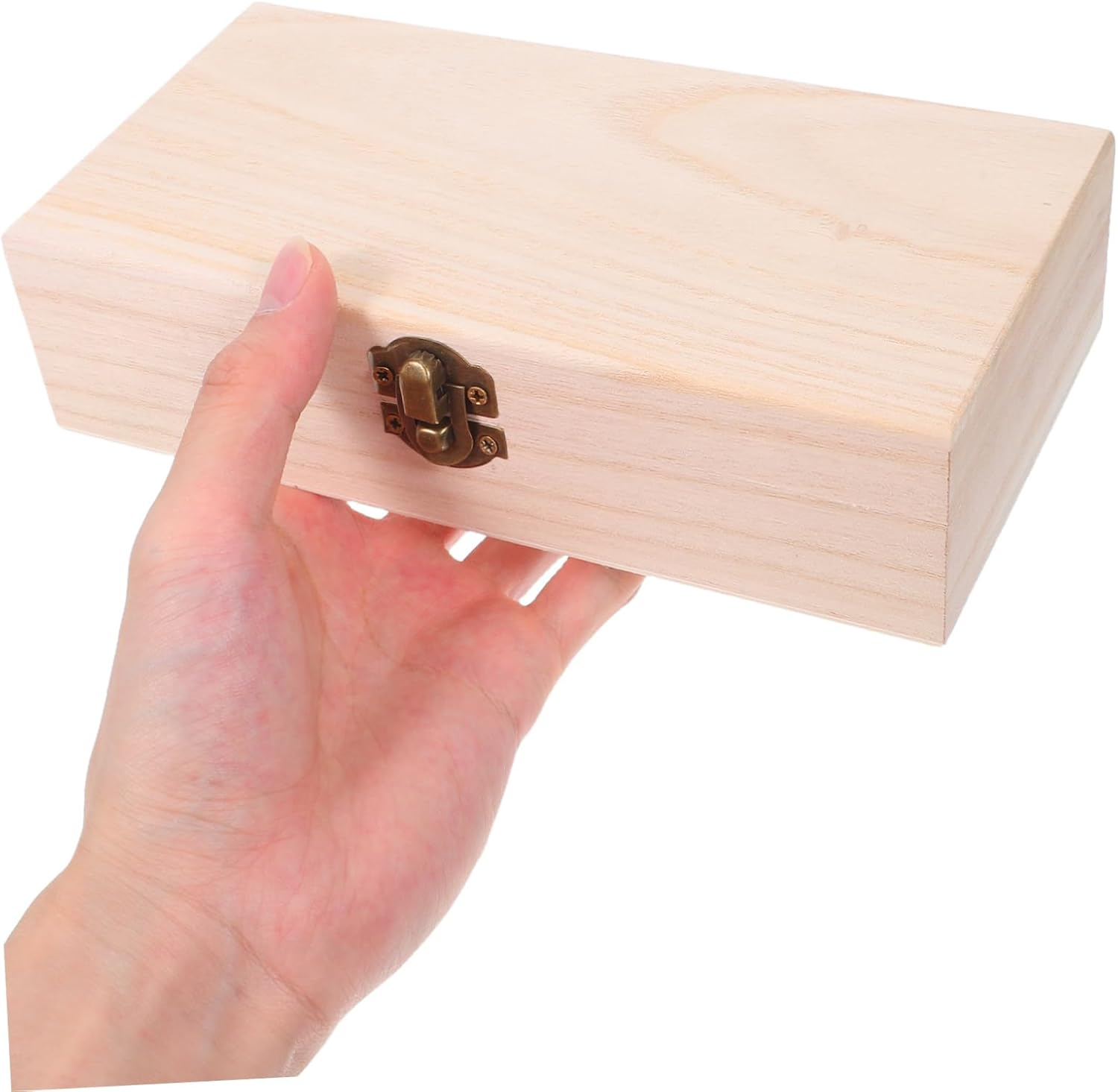 2Pcs Wooden Storage Box Unfinished Wood Boxes Hinged Lid and Front Clasp for Diy Crafting Jewelry Storage image number 5