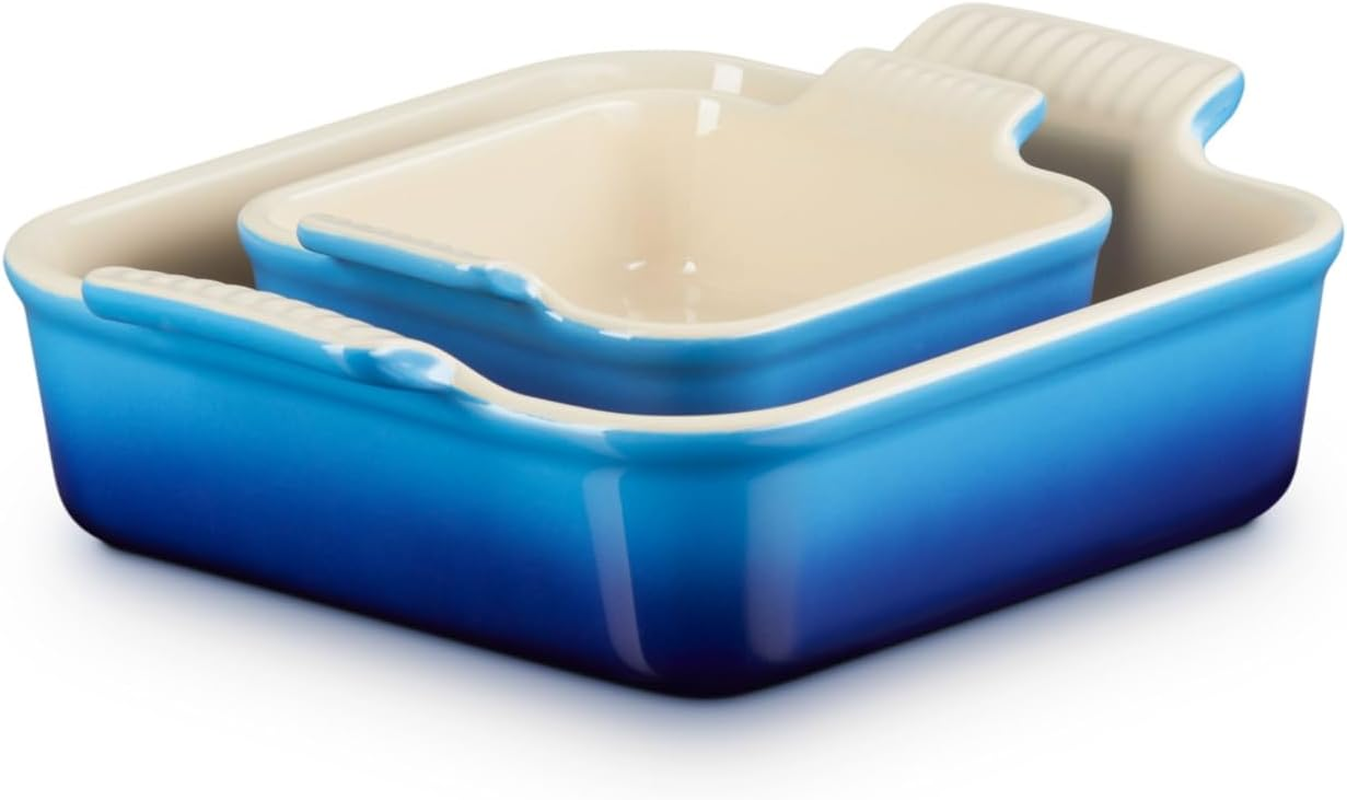 Le Creuset Heritage Stoneware Square Baking Dish (Set of 2) Azure, 13Cm and 20Cm image number 2