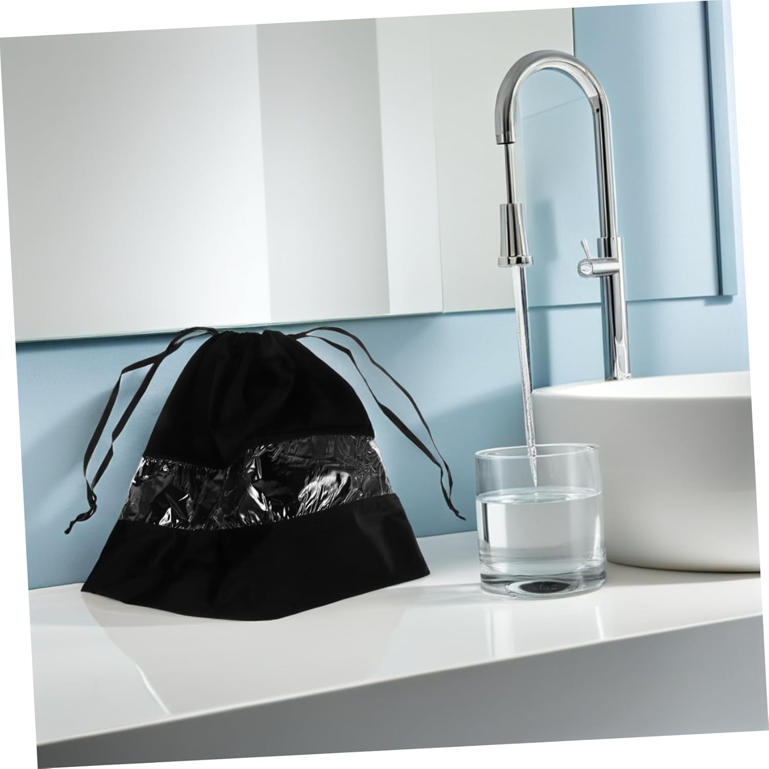 Portable Transparent Drawstring Dryer Bag Lightweight Velvet Dust Pouch for Hair Dryers Curling Tools Shoes and Purses Travel Friendly Organizer with Easy Access Closure Black - Grey image number 6