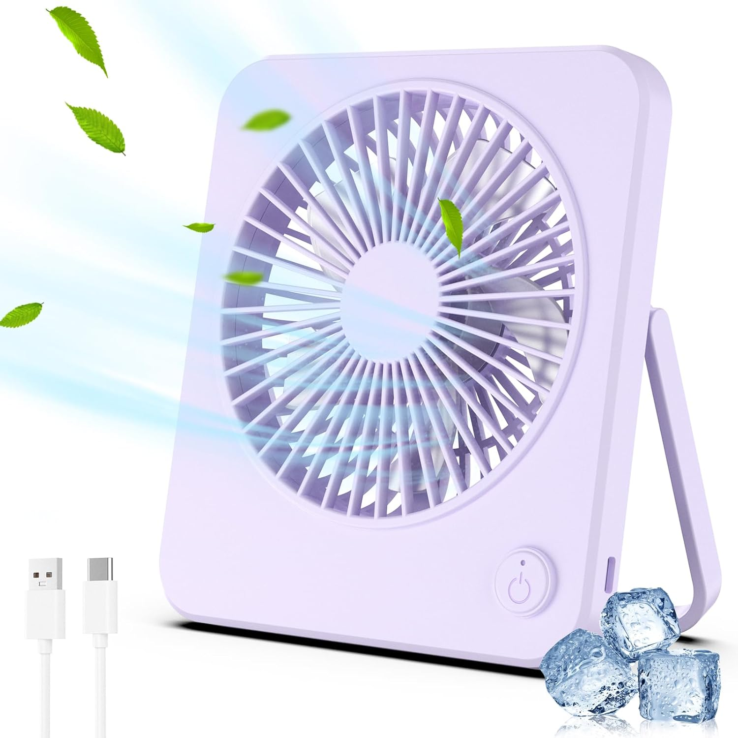 Hianjoo Mini Desk Fan, Personal USB Powered No Battery Portable Desktop Table Mini Cooling Fan 3 Speeds Angle Adjustable Quiet Strong Wind Small Travel Fan for Home Bedroom Office Car, Lavender Purple image number 3