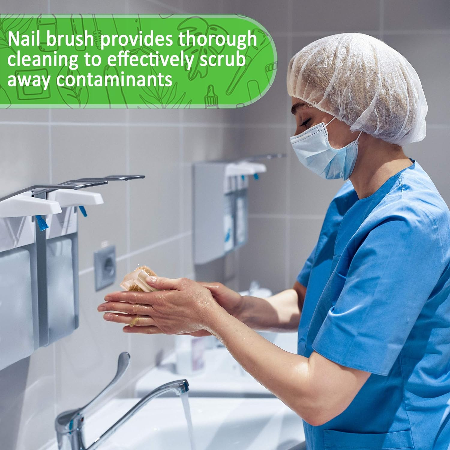 Konex Non-Slip Wooden Two-Sided Hand and Nail Brush with Tampico Fiber Bristle. Fingernail Brush with Beechwood Body and Plant Based Fibers image number 3