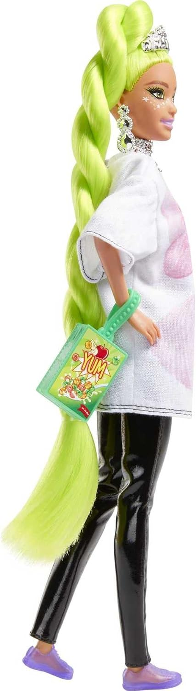 Barbie Extra Doll and Barbie Accessories with Neon Green Hair, Feather Boa and Pet Parrot