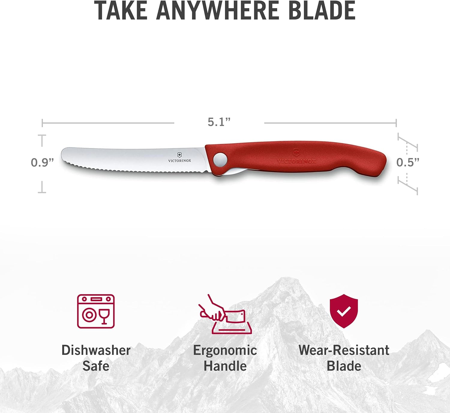 Victorinox Swiss Classic Foldable Paring Knife with Wavy Edge, 11 Cm Blade Length, Red One Size