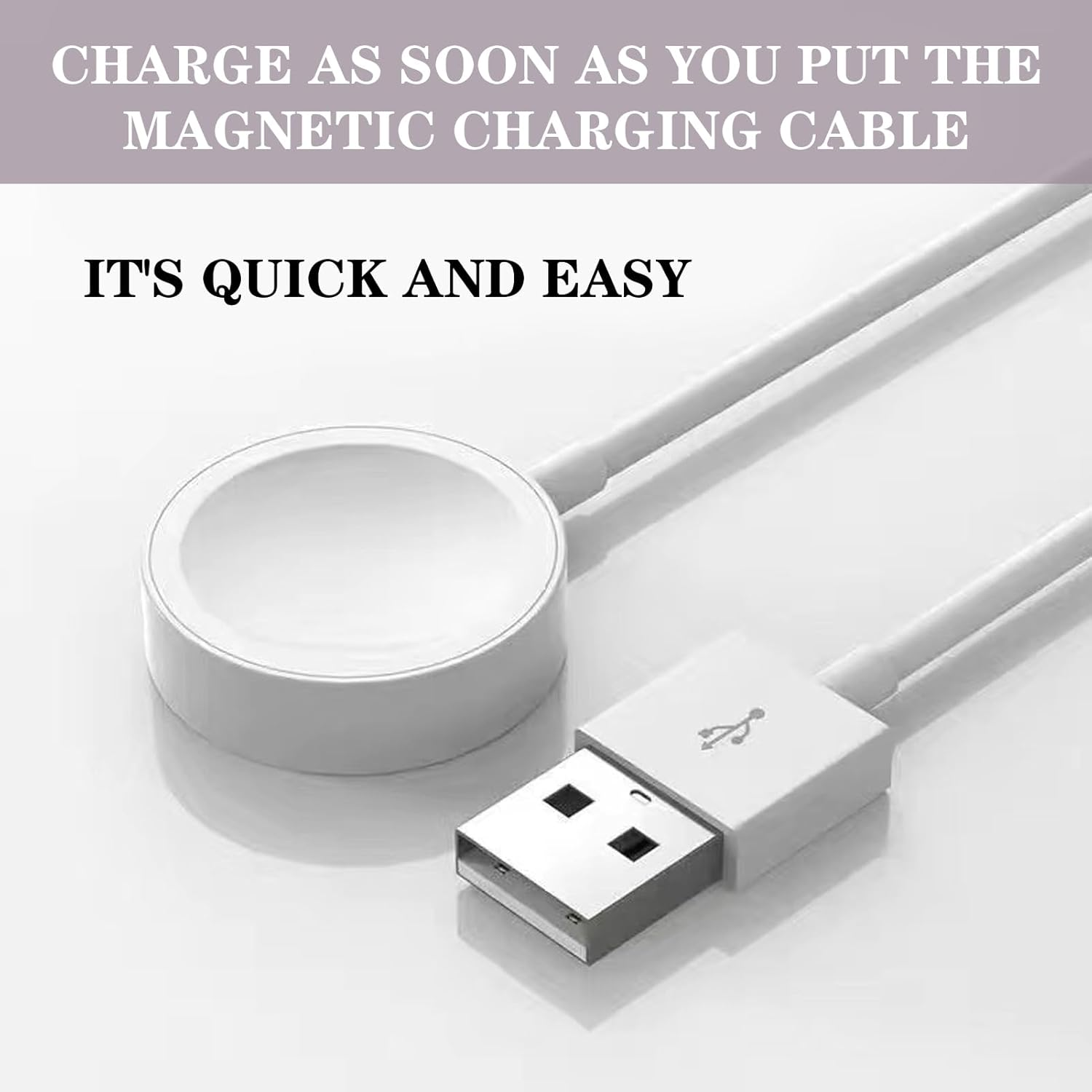 2 Pcs Upgraded Magnetic Fast Charging Cable for Apple Watch Series 9/8/7/6/5/4/3/2/1, 3.3Ft USB/USB C Braided Charger Cord for Iwatch 9 8 7 6 SE SE2 5 4 3 2 1 (White, USB) image number 1