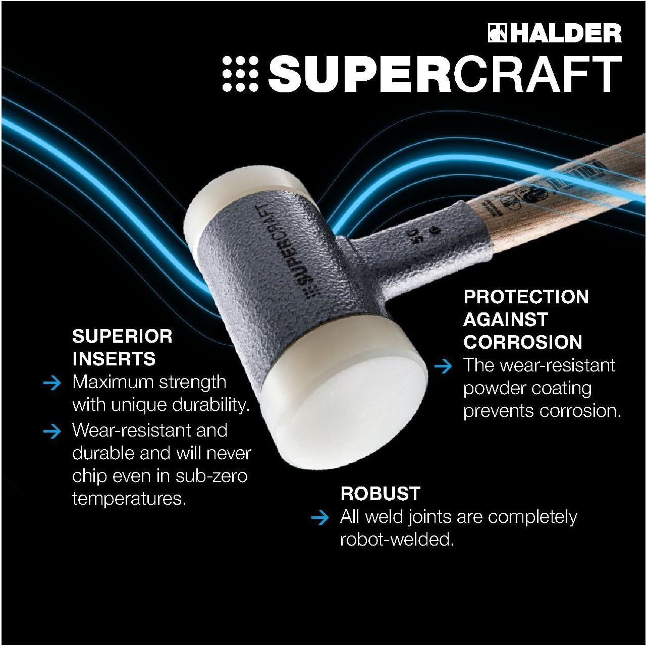 Halder 3377130 AR3377.130 Mallet with Break-Proof Steel Tube Handle, Yellow, 30 Mm image number 1