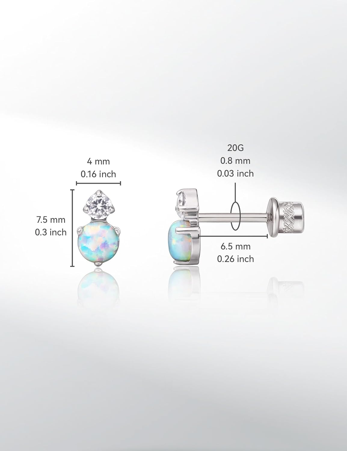 Limerencia Hypoallergenic G23 Implant Grade Titanium Screw Back Earrings Tragus 20G Helix F136 Piercing Post for Girls' Sensitive Ears Cartilage image number 6