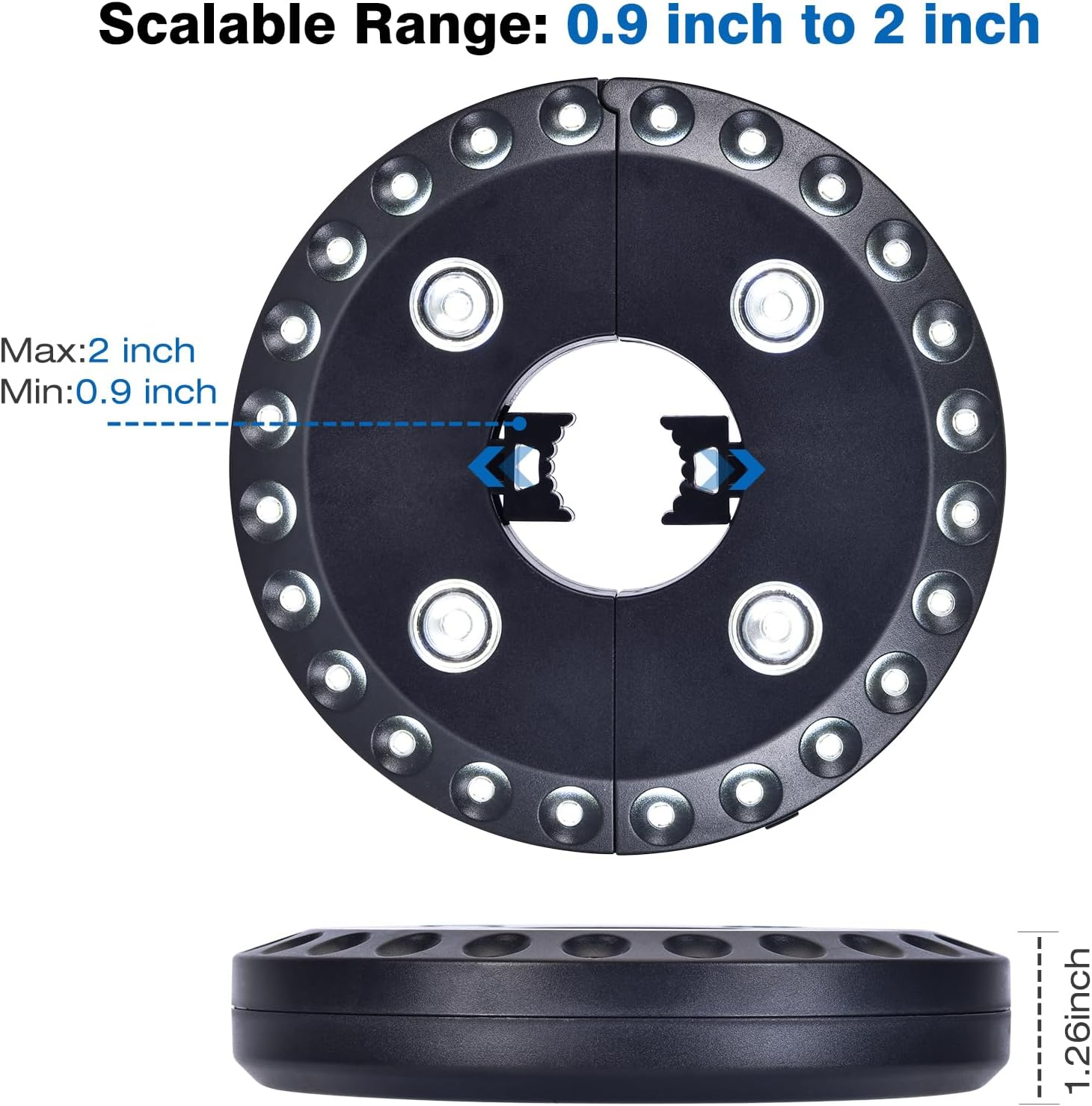 Patio Umbrella Light LATME Cordless 28 LED Night Lights 3 Lighting Mode at 220 Lux Battery Operated Umbrella Pole Light for Patio Umbrellas, Outdoor Use, or Camping Tents (Black) image number 6