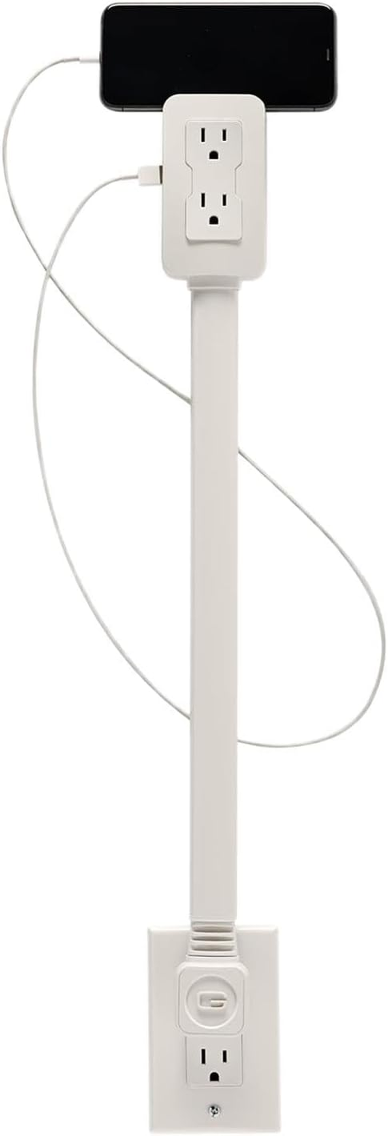 Po-Wer Socket Expander, Access Hard-To-Reach Outlets, Features USB-A, USB- C, and 2 AC Outlets, Extends 22"-34", Rotates 180&deg;, Use behind Couches, Nightstands, Desks, and More image number 1