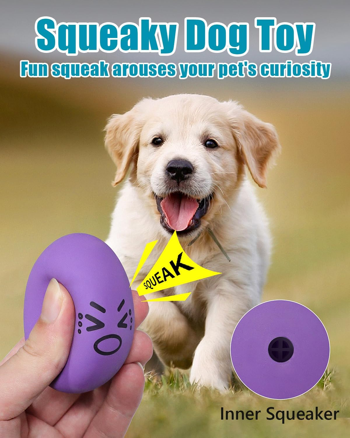 Dog Toys Squeaky, Interactive Funny Puppy Ball Pack, Latex Rubber Squeak Pet Toy Egg Balls for Puppies Small Medium Breed Dogs image number 5