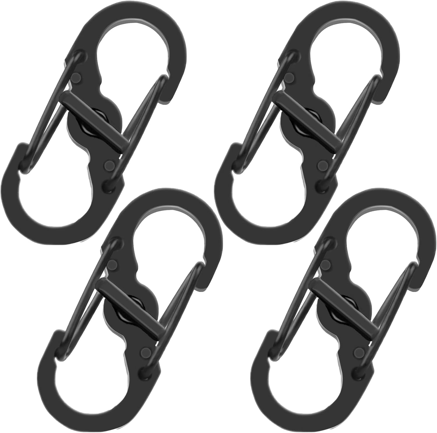 S Outdoor Camping Hooks, Stainless Steel Carabiner, S-Shape, Black, 4 Pack, 35Mm X 15Mm, 3G, 1.4Kg Max Weight, Anti-Theft, Twist Lock, Carabiner image number 6