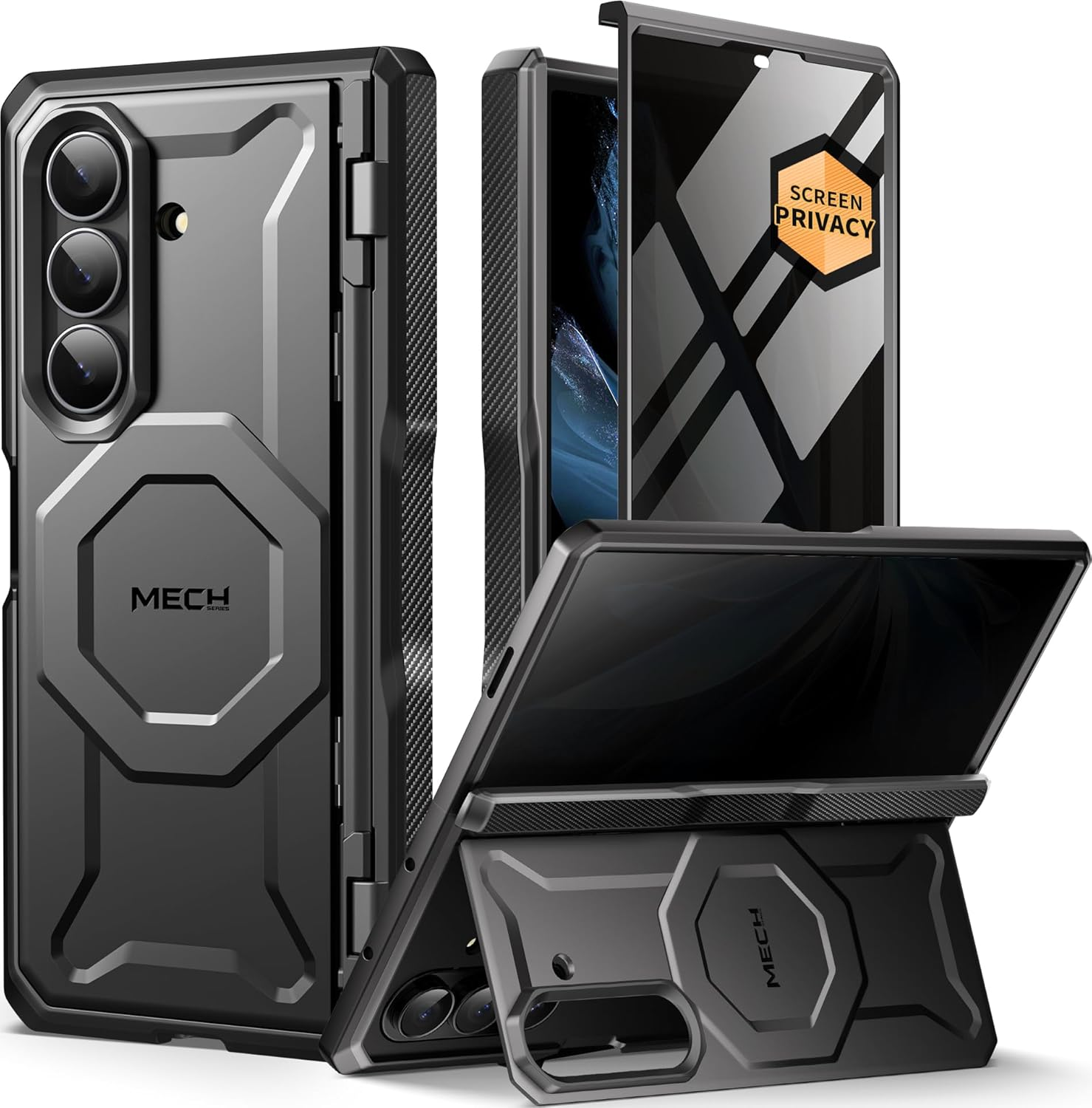 TONGATE for Z Fold 7 Case with Privacy Screen Protector, [Compatible with Magsafe], Built-In Stand & Belt Clip & Hinge Cover, Magnetic Shockproof Phone Case for Samsung Galaxy Z Fold 7 2025 8", Blue