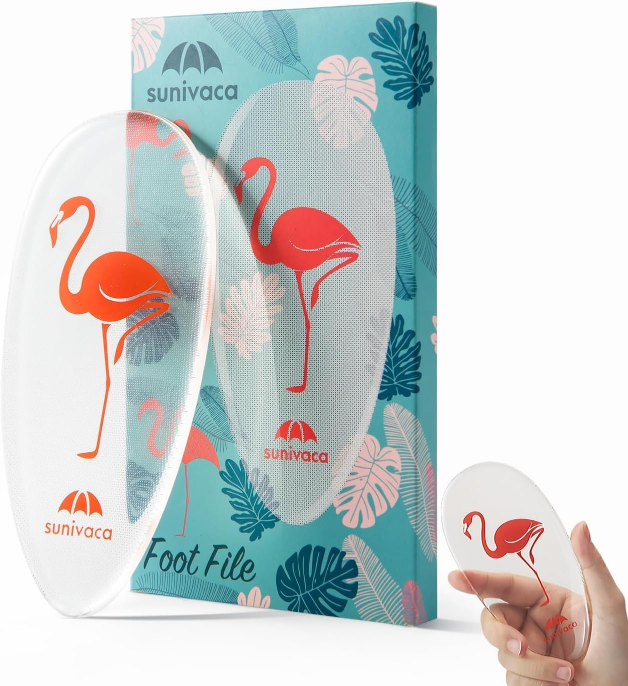 Sunivaca Glass Foot File Callus Remover for Feet, Flamingo Gifts for Women, Foot Scrubber Dead Skin Remover, Professional Pedicure Tools at Home, Heel Scraper for Cracked Heels image number 5