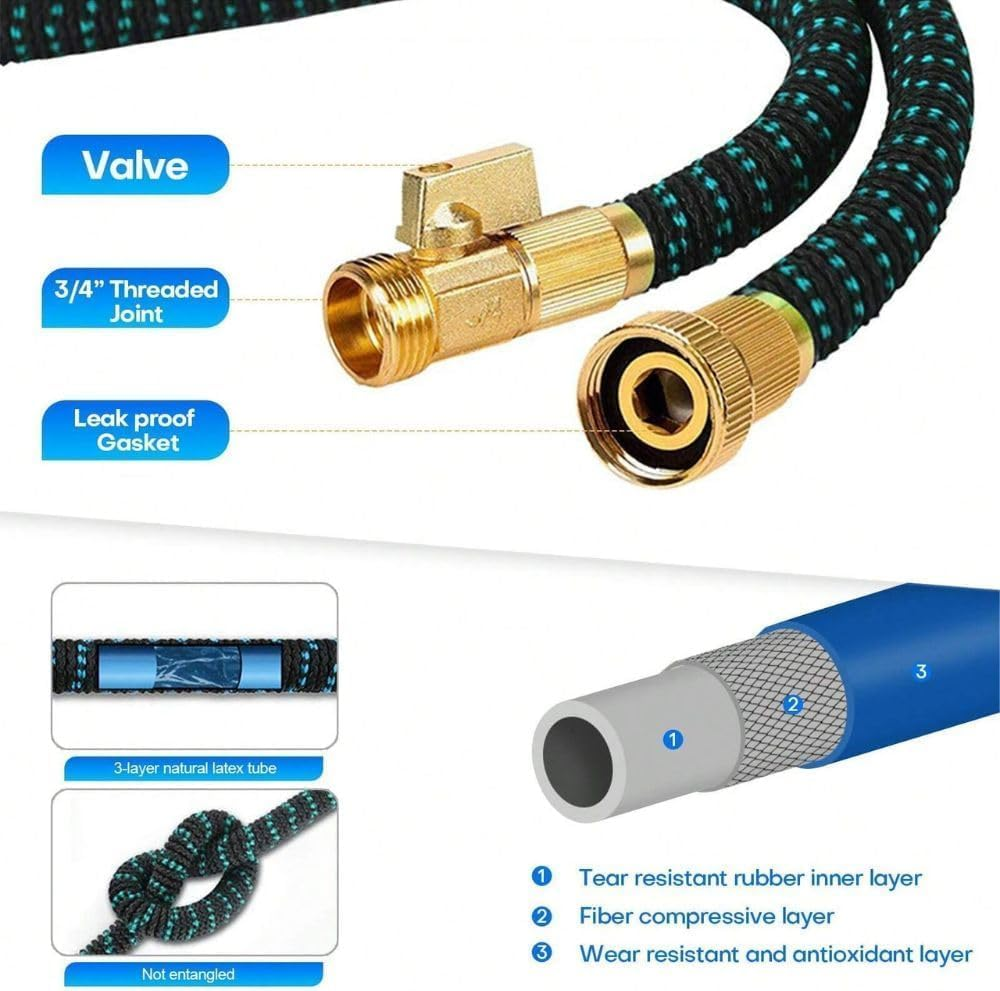 Expandale Garden Hose, Flexible Water Hose with 10 Spray Nozzle, Kink Free Flexible Water Hose, Lightweight and Easy to Store. (22.5M) image number 1