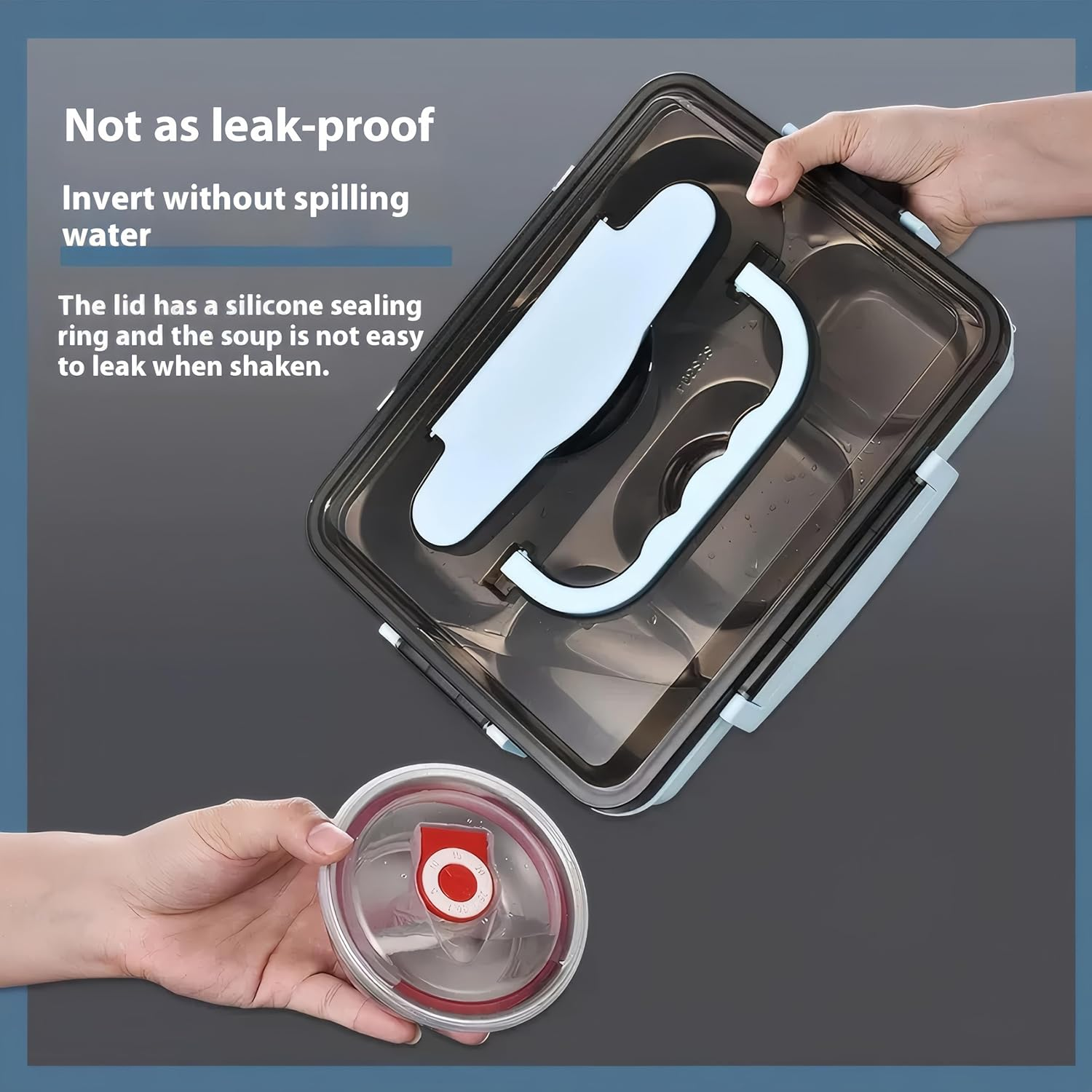 Febohao Stainless Steel Lunch Box Adult 2000Ml Reusable Smash Bento Box Leak Proof Insulated Food Snack Container with Lid Meal Prep image number 6