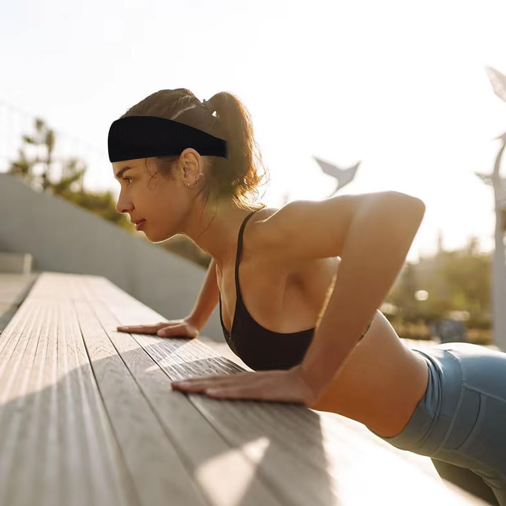 Pack of 3 Thin Yoga Headbands, Solid Colour Elastic Hair Band, Women'S Cotton Headband, Summer, Sweat, Soft, Non-Slip Headbands for Women'S Hair, Cosmetics, Workout, Running, Cycling, Fitness, Gym