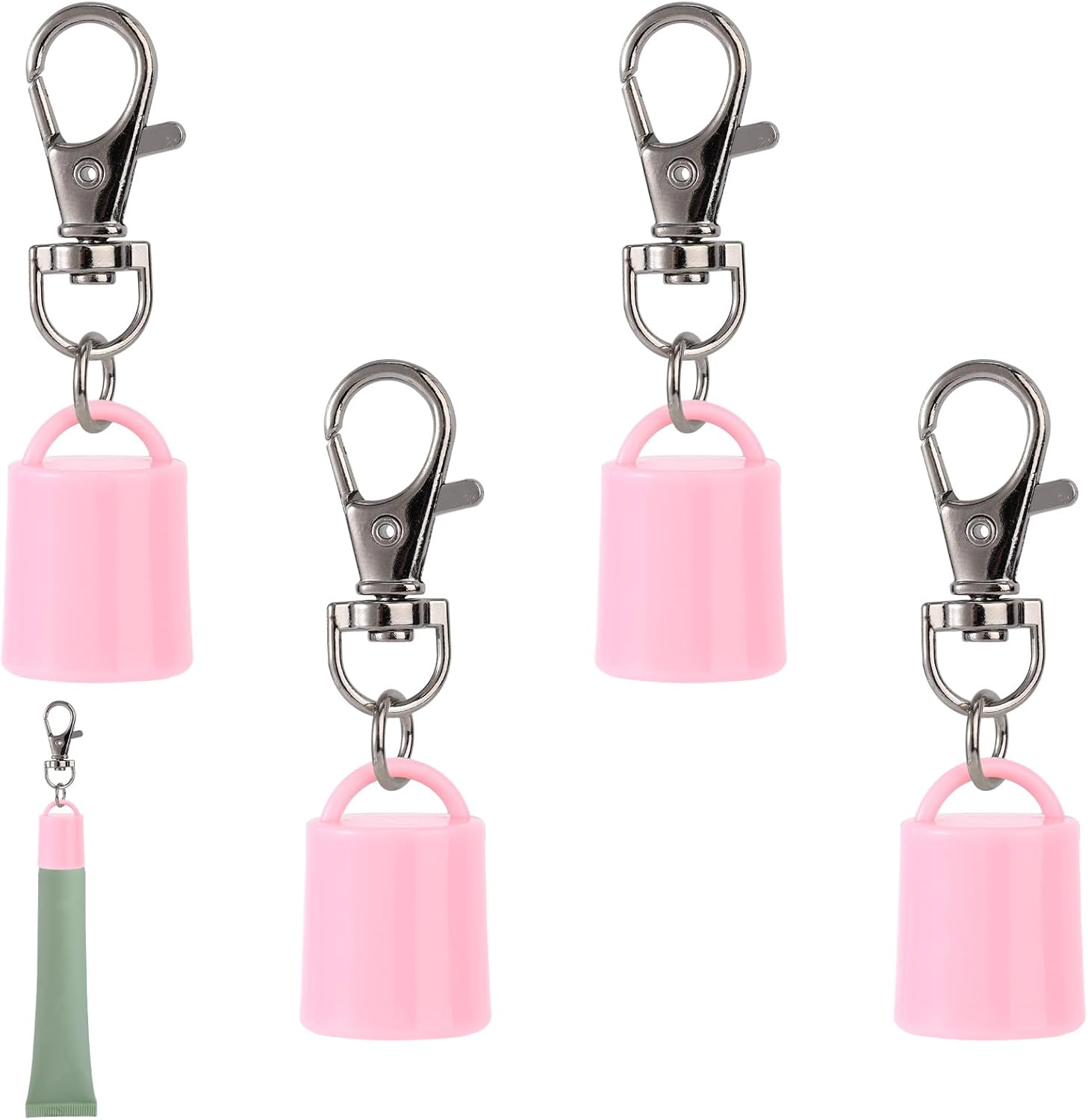 4Pcs Lip Balm Keychain Caps for Summer Fridays 0.5 Oz, Creative Lipgloss Holder Keychains Practical Portable Lip Gloss Replacement Caps (White)