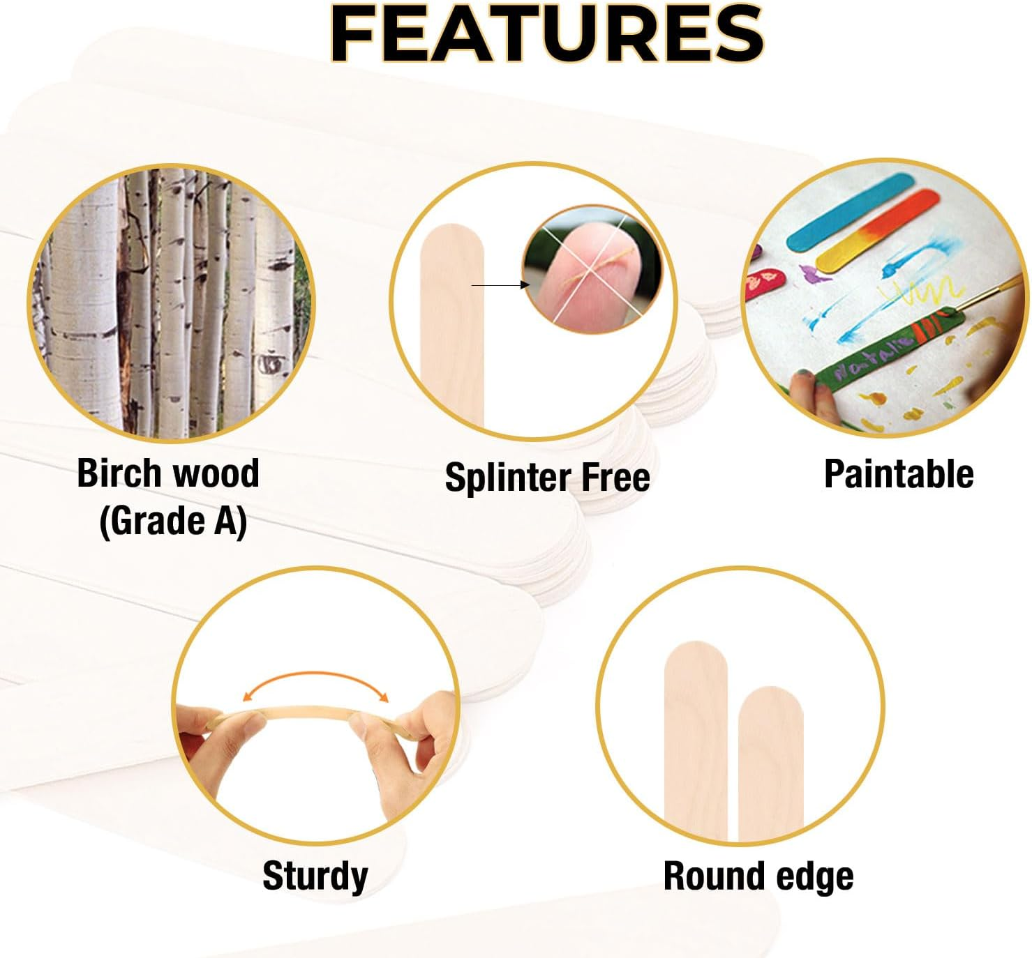 50 Piece 8" Super Large Jumbo Wooden Craft Sticks (8" X 1"), Premium Natural Organic Wood for Waxing, Craft Project, Tongue Depressor, Popsicle, Ice Cream Stick,Woodcraft, Paint Stirrer and Art - Apremont (50, 8 Inches) image number 4