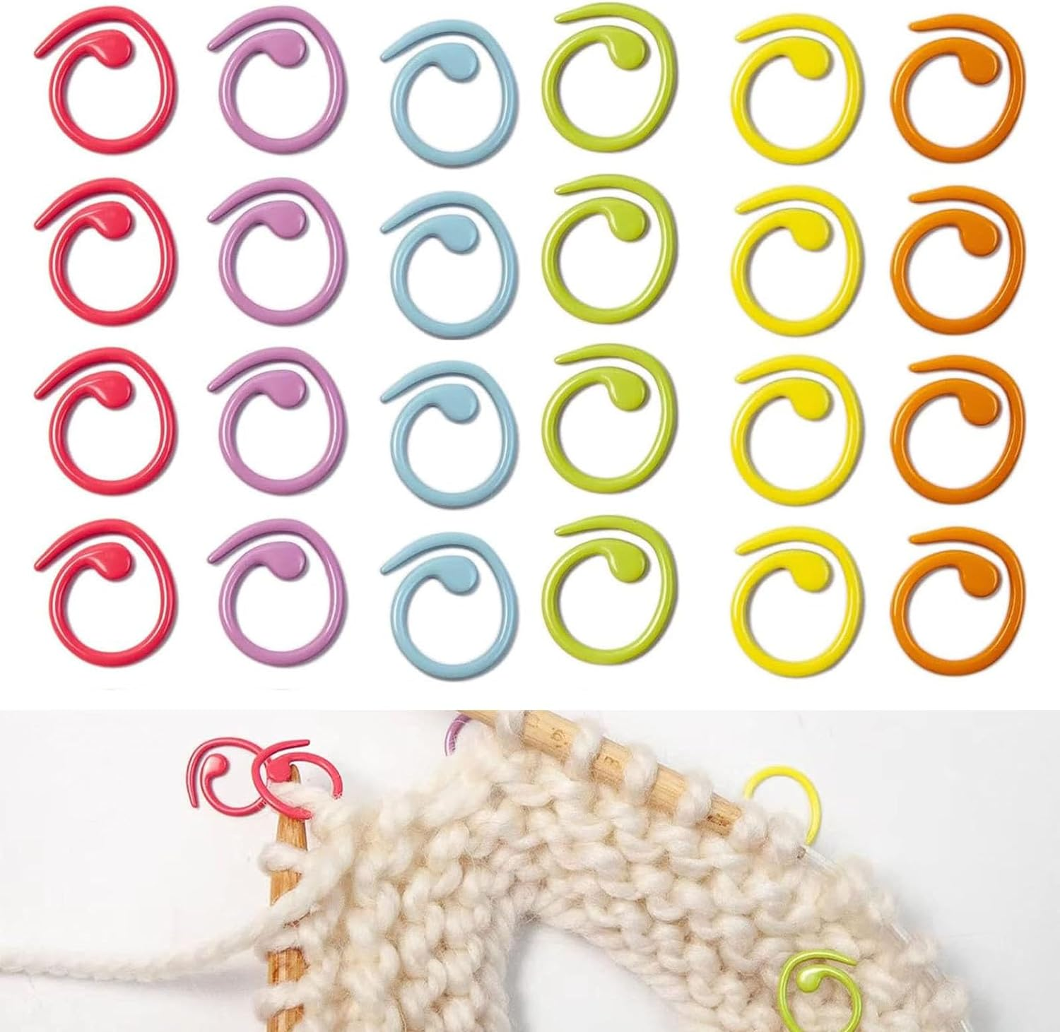 Stitch Marker Ring 20PCS Upgraded - Small Counter Stitch Markers Clip DIY Knitting Tools Crochet Locking Sewing Accessories Mixed Color Plastic Knit Counting Split Ring image number 5