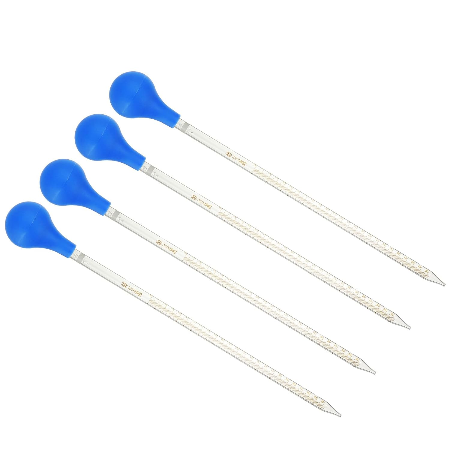 Uxcell Graduated Dropper Pipettes Kit, 4Pcs 25Ml Borosilicate Glass Pipette with Rubber Cap for Transfer Liquid for Lab, Chemistry, Clear image number 3