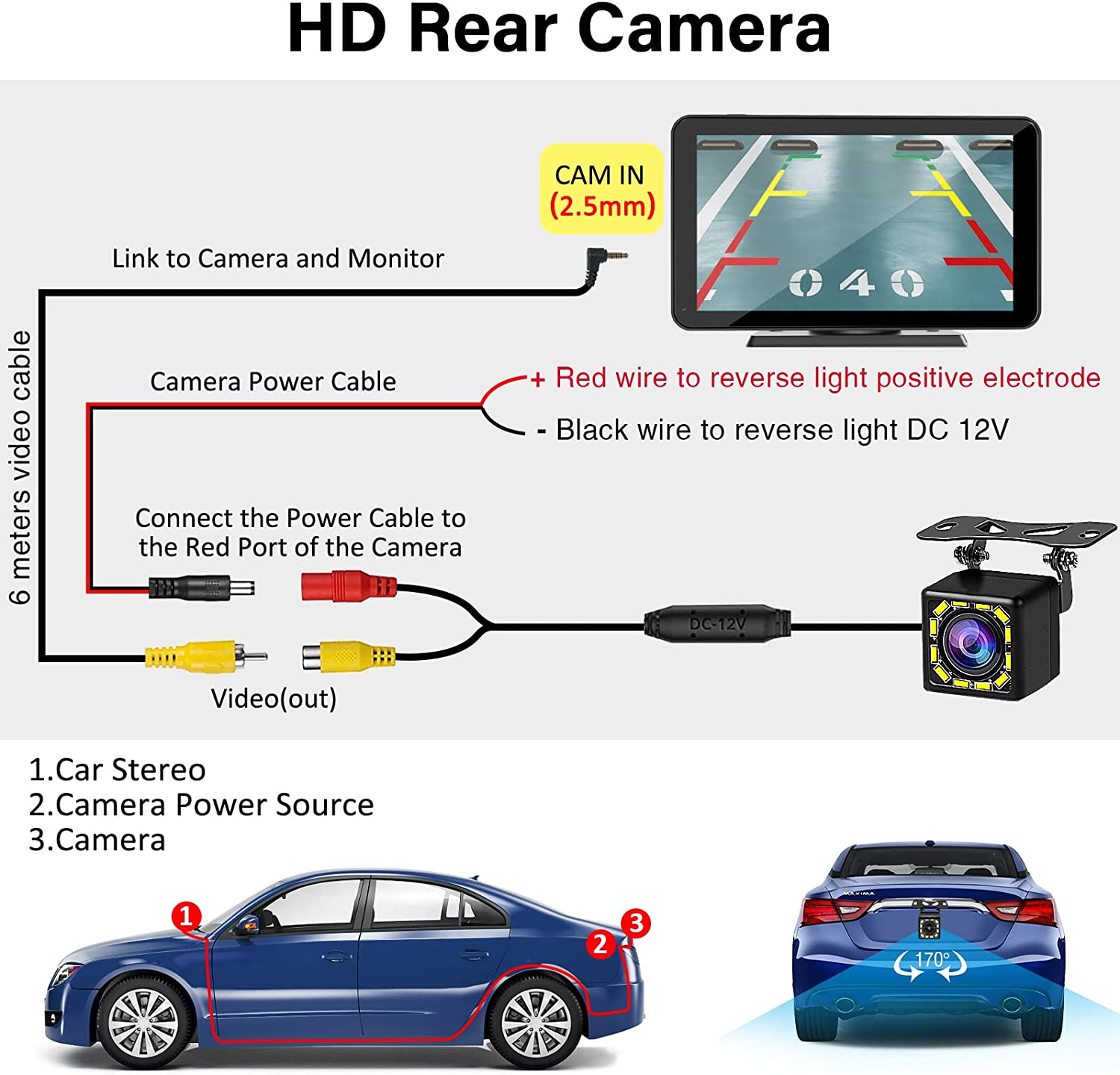 CARPURIDE Car Audio Receiver, Rear Camera, HD Waterproof, Support 12-24V, 2.5Mm Interface image number 1