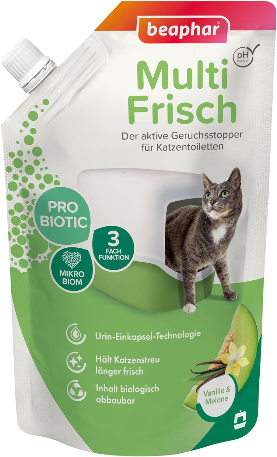 BEAPHAR Odour Absorber Cat Litter Granules Concentrated Formula - Neutralises Bad Odours - Leaves a Pleasant Fragrance (Vanilla & Melon) - 400G = 3 Months Use