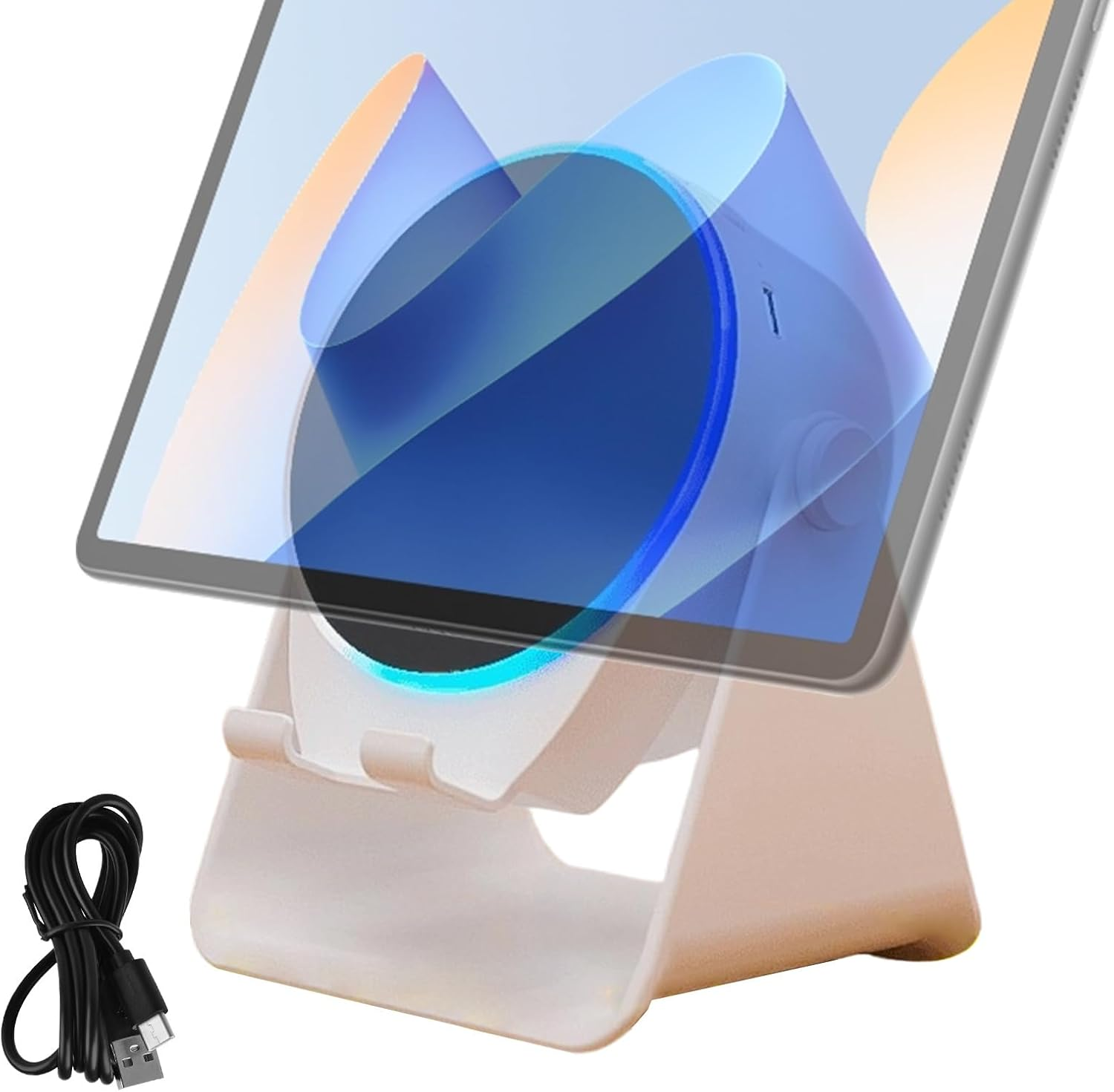 Desk Speakers,Phone Stand Amplifier Audio - 360 Degree Rotate Home Speaker with Colorful Light - for Night Kitchen Bathroom Tablet