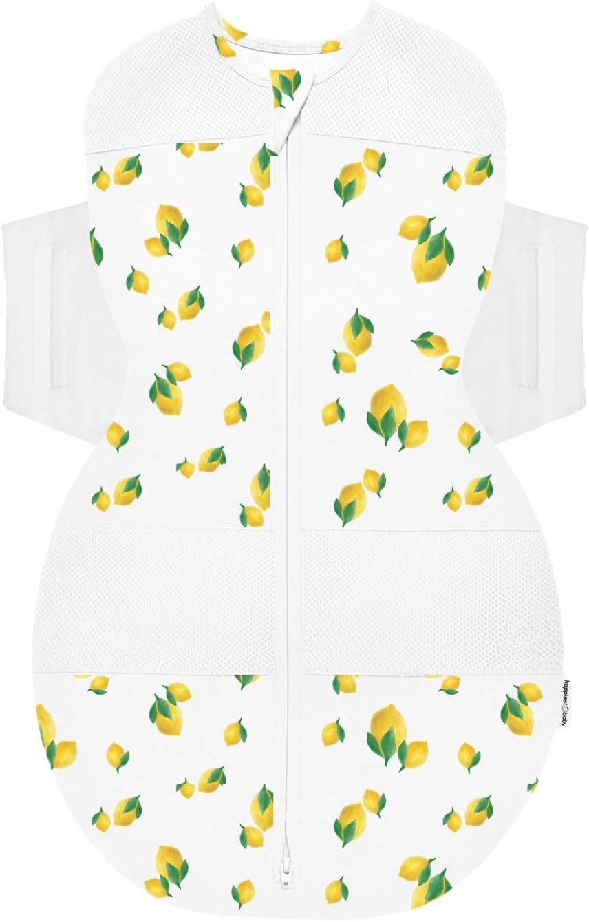 Happiest Baby SNOO Sleep Sack - 100% Organic Cotton Baby Swaddle Blanket - Doctor Designed Promotes Healthy Hip Development (Ivory Planets Black Wings, Small)