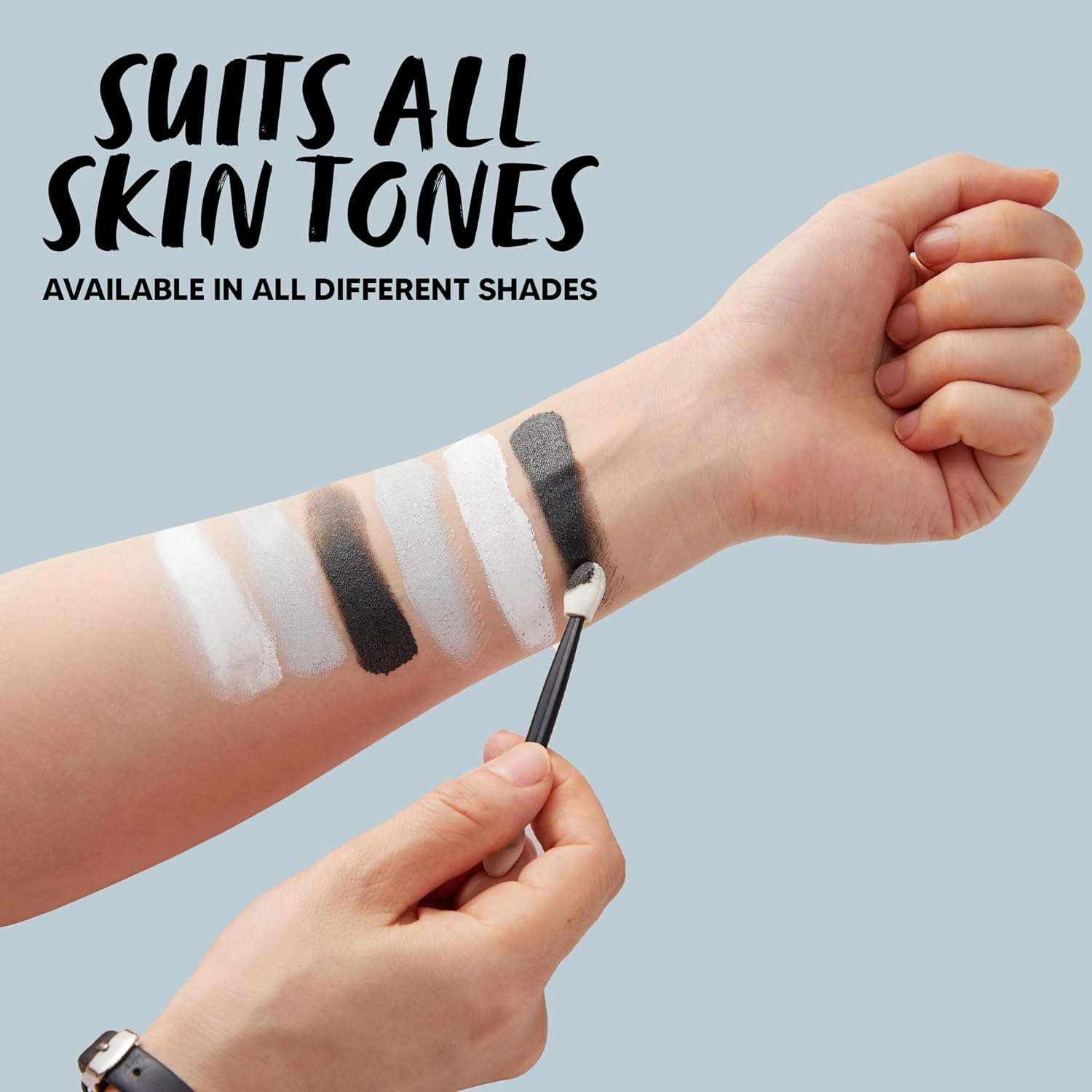 Spooktacular Creations Halloween Makeup Palette 3 Colors Face Body Paint with Brush for Zombie Skeleton Clown Witch Football Baseball Sports SFX Costume Cosplay Dress up (7 Oz, White Black Grey) image number 6