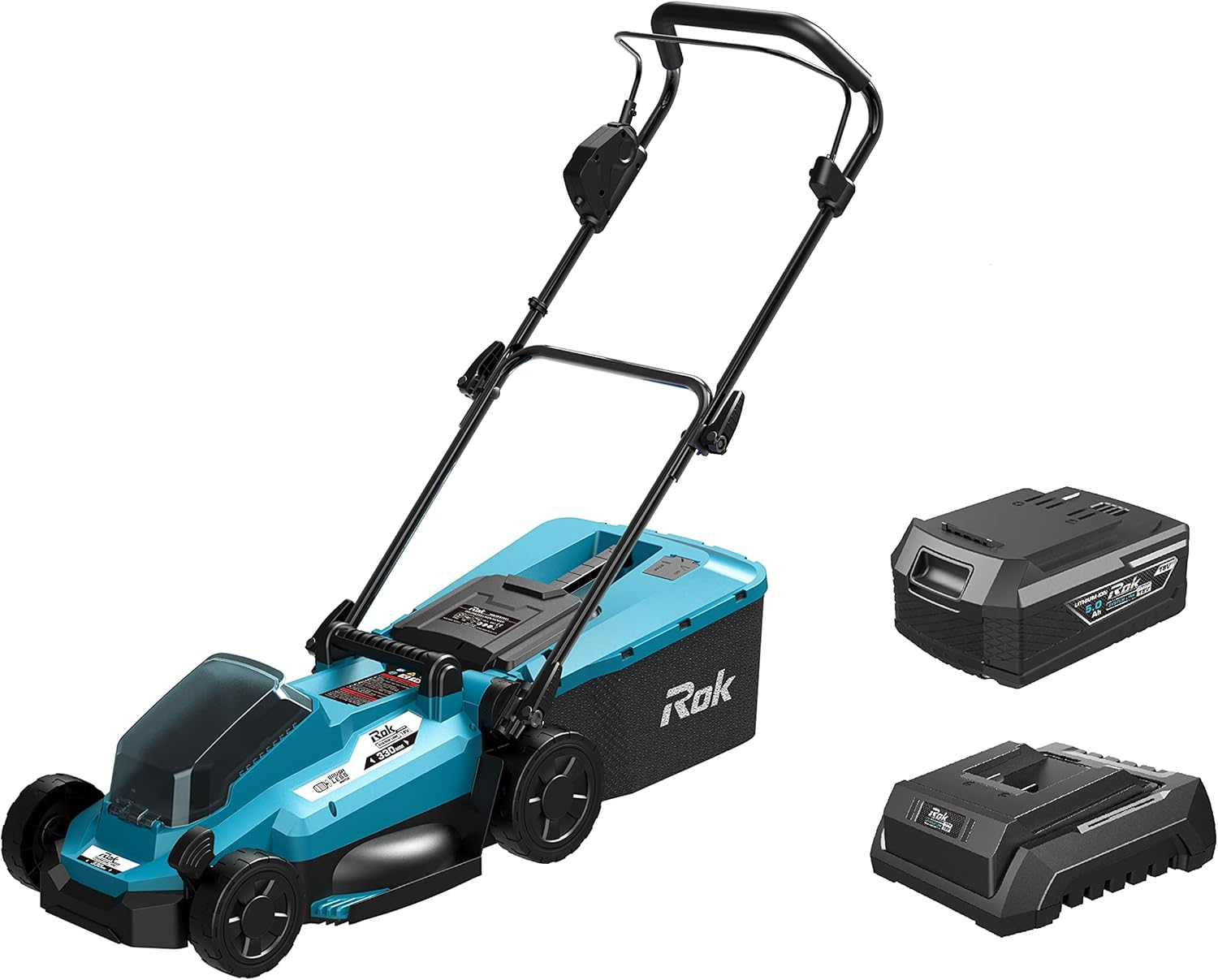 Rok Cordless Lawn Mower Kit 18 V, Black/Blue image number 2